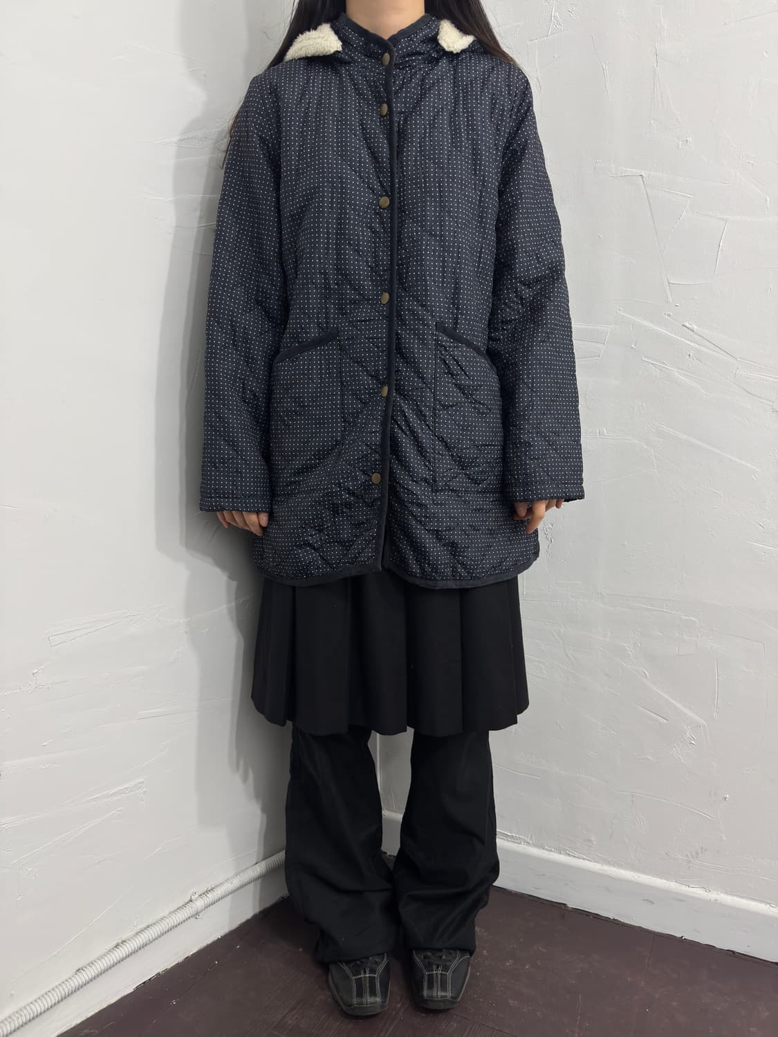 dot hood fleece padding 상품이미지2