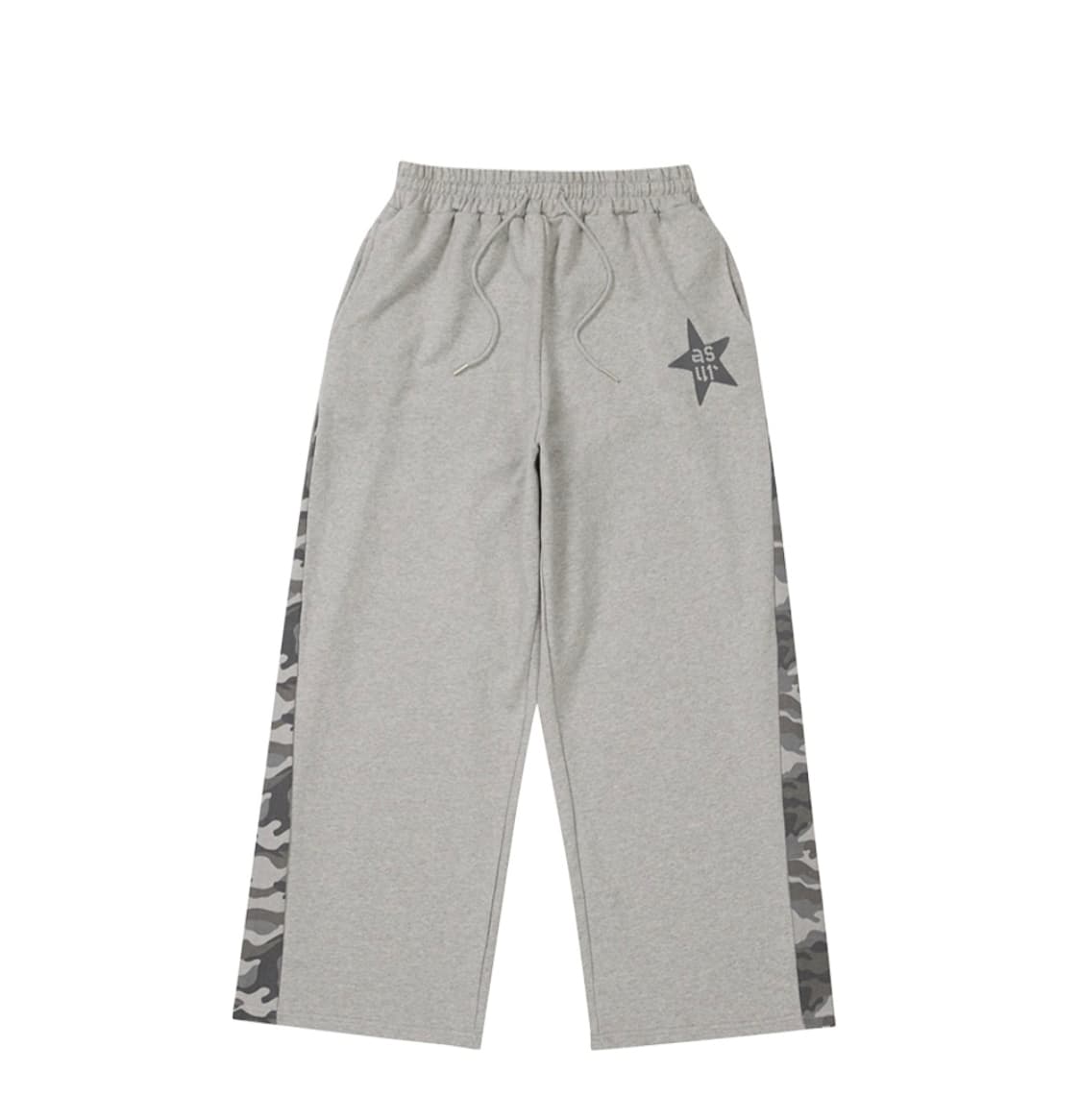 ASUR 스타 패치 배색 스윗 팬츠 멜란지 상품이미지4
