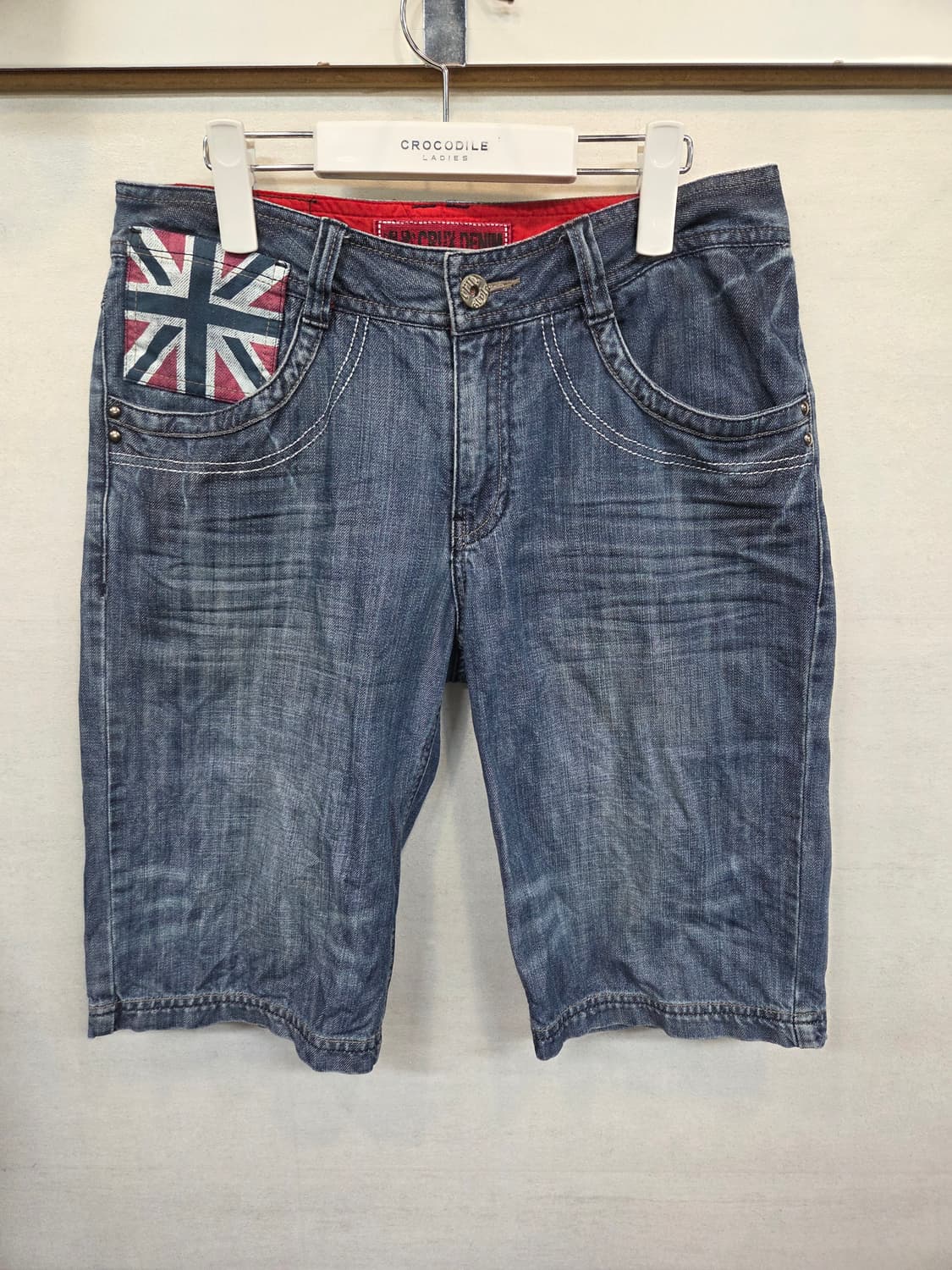 빈티지 크럭스 데님 y2k 영국국기 로고 데님반바지 30 상품이미지1