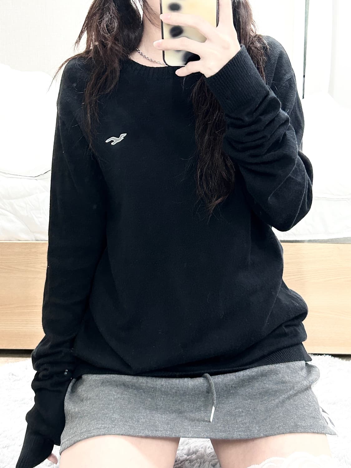 홀리스터 자수로고 블랙 니트 상품이미지5