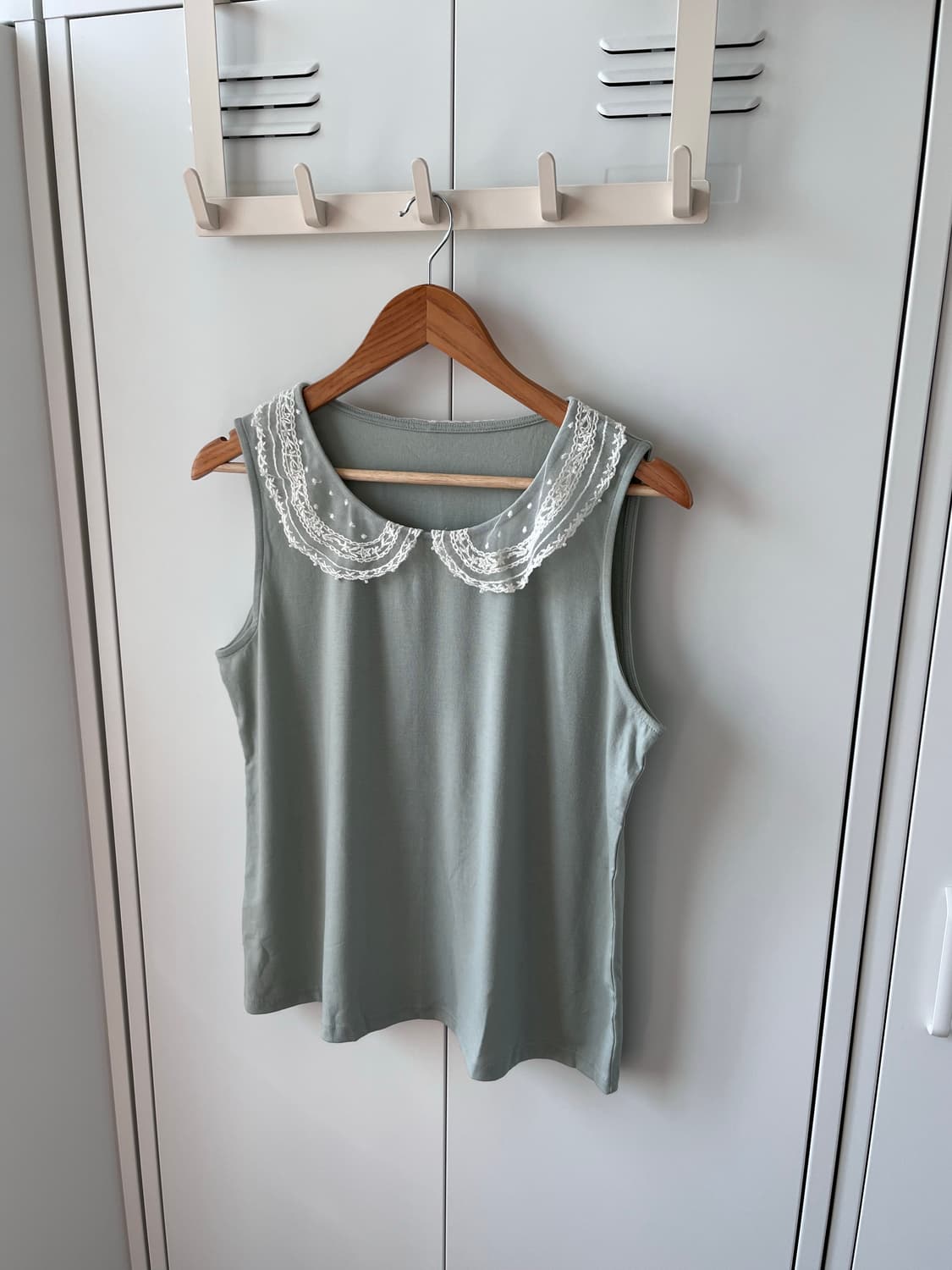 Vintage 민트 레이스 둥근카라 슬리브리스 상품이미지1