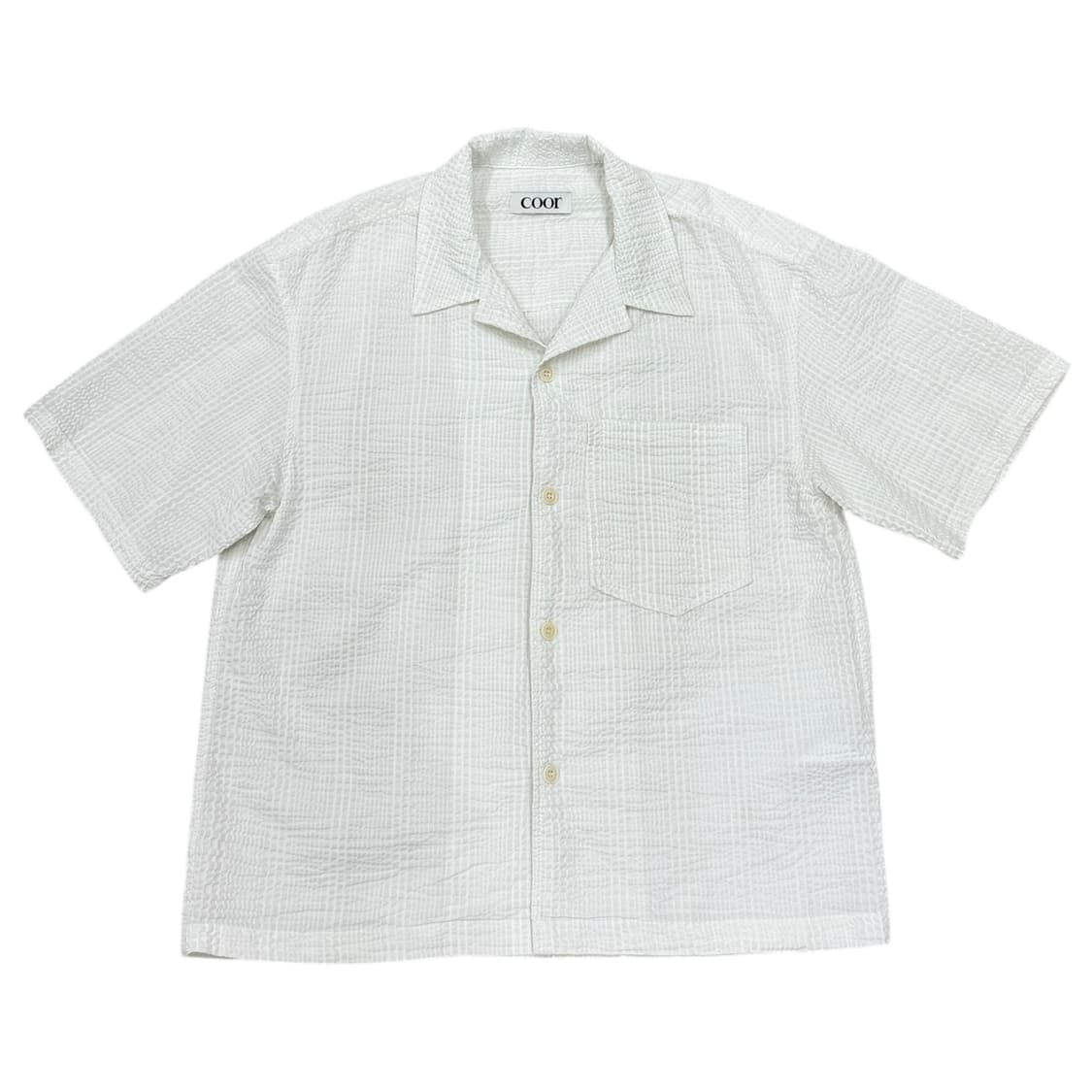 COOR 쿠어 시어서커 반팔 셔츠 남방 화이트 S 상품이미지1