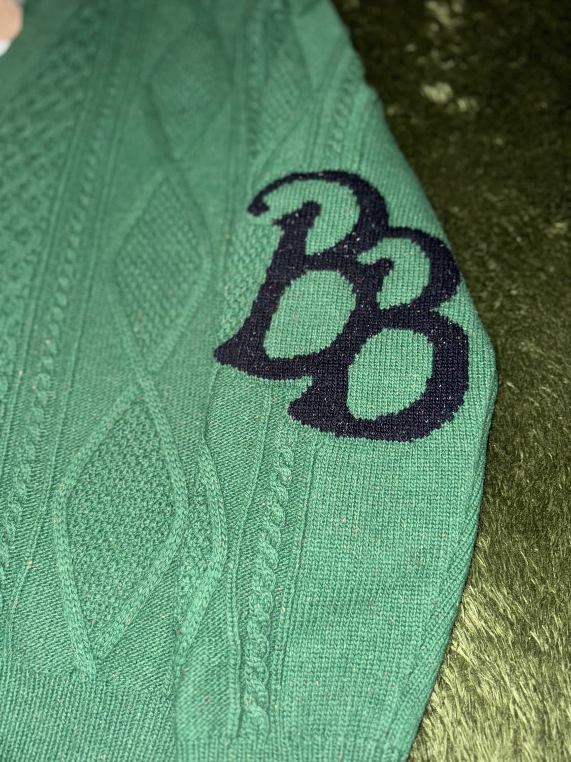 [M] 이스트로그 X 브룩스 브라더스 콜라보 케이블 가디건 그린 상품이미지5