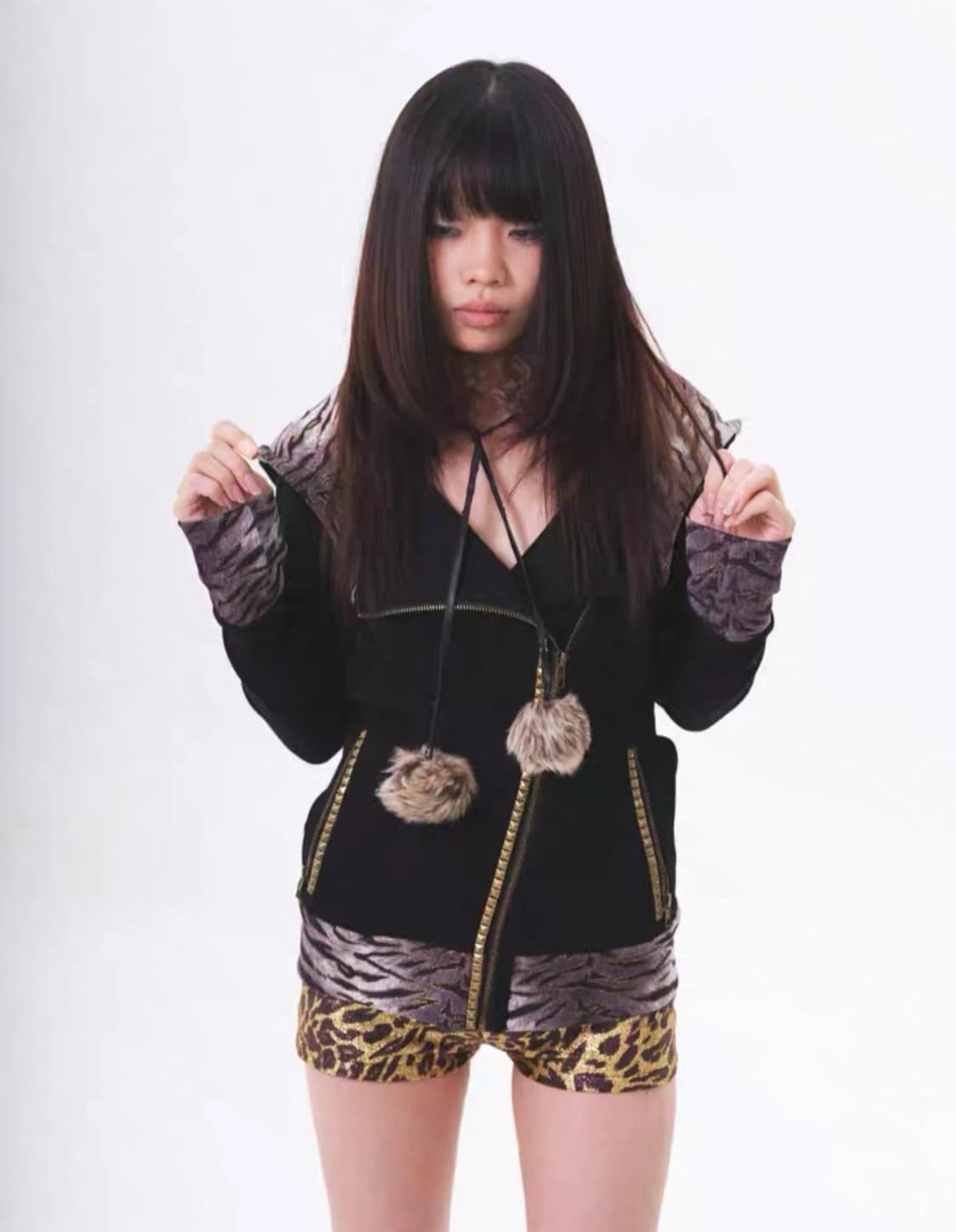 JELLYFISH24 후드 집업 자켓 재킷 핑크 레오파드 호피 갸루 상품이미지2