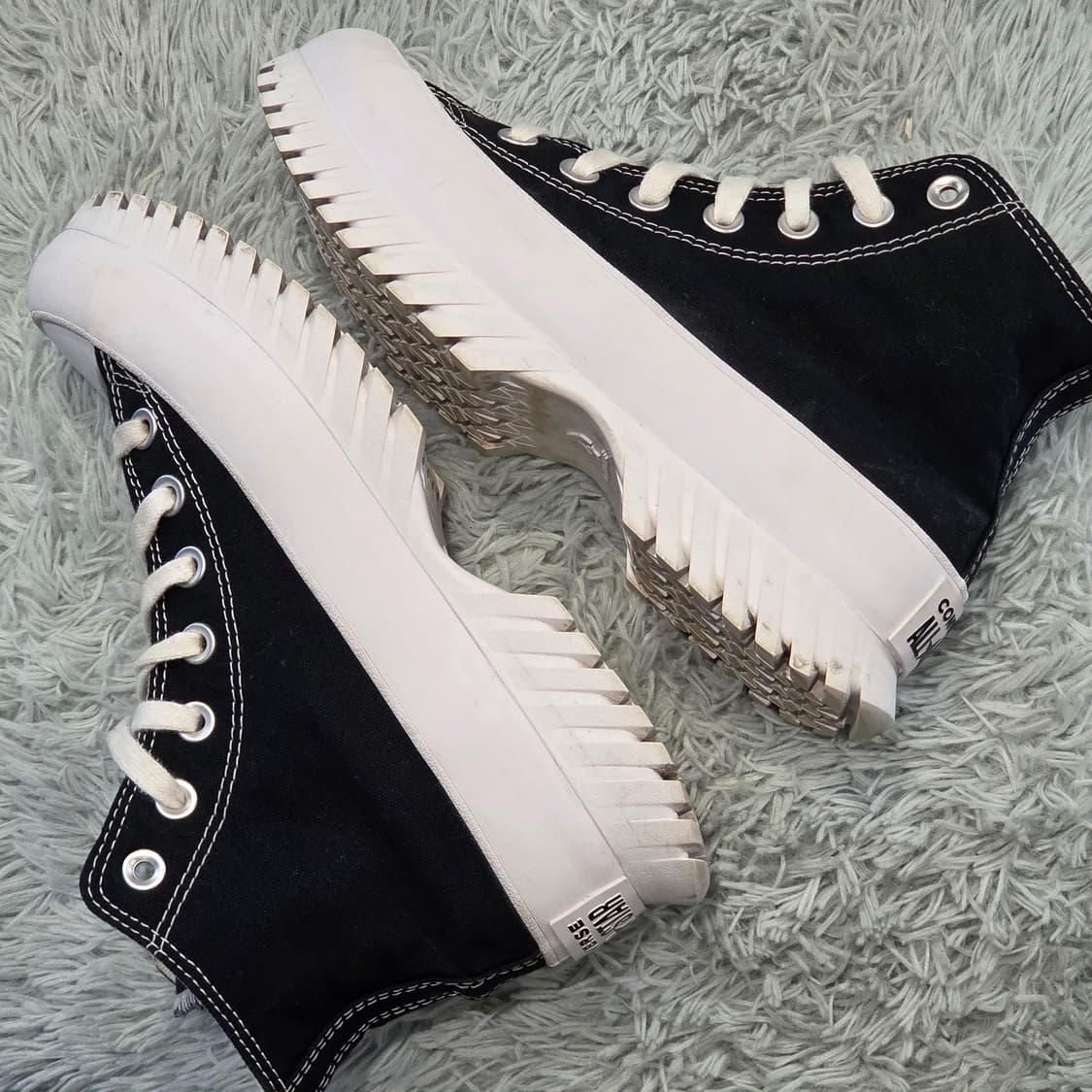 6a-23:컨버스 런스타 하이크 하이 블랙키높이6cm(235)-상태굿 상품이미지8