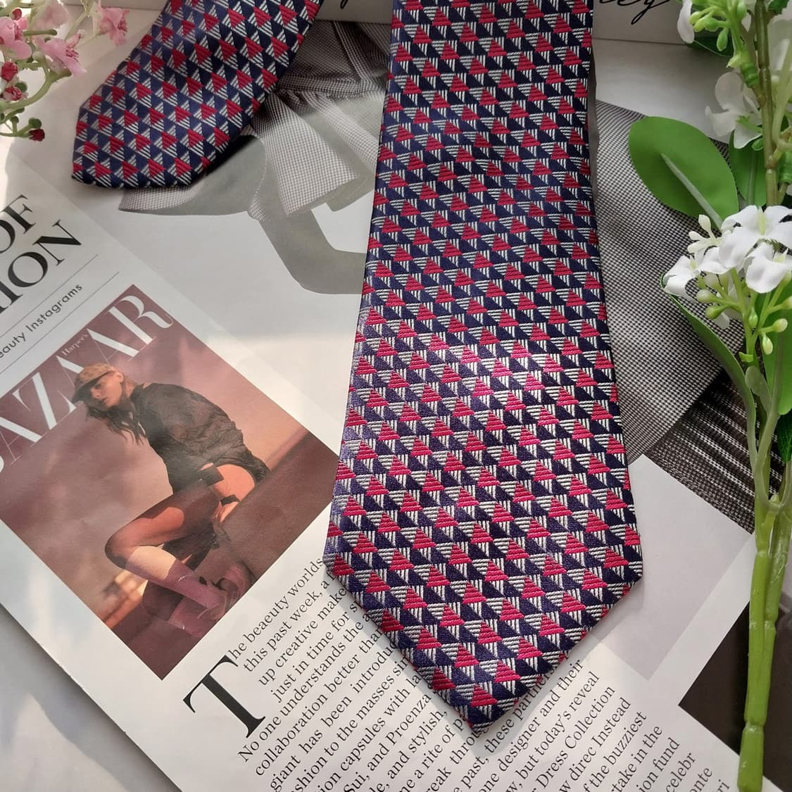 조르지오 아르마니 실크 네이비 패턴 넥타이 8.6cm A+등급 K1688 상품이미지6