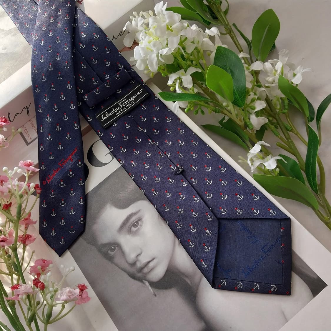 페라가모 실크 네이비 앵커 패턴 넥타이 7.3cm A+등급 K1726
 상품이미지7