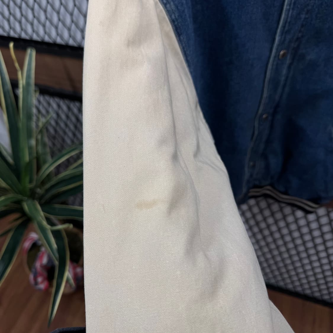 90s USA VINTAGE 데님 바시티자켓 베이지 배색 진청 상품이미지8