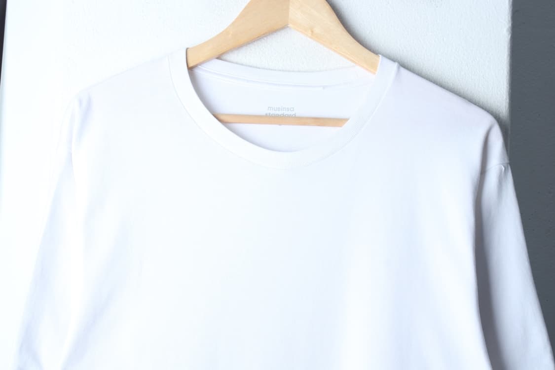 W(L-XL) 무신사 스탠다드 반팔 티셔츠 화이트 무지 롱-H31385 상품이미지3