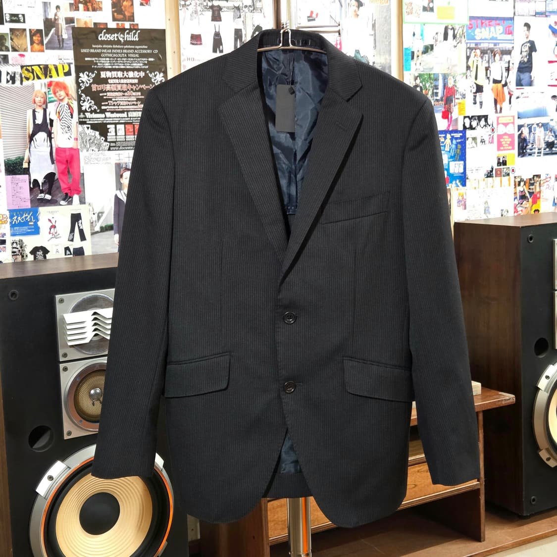 JPN 빈티지 스트라이프 블랙 블레이저 상품이미지2