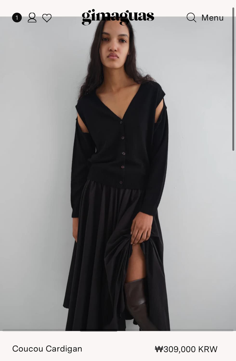 [XS,S,M]기마구아스 Coucou 컷팅 가디건/블랙 상품이미지9
