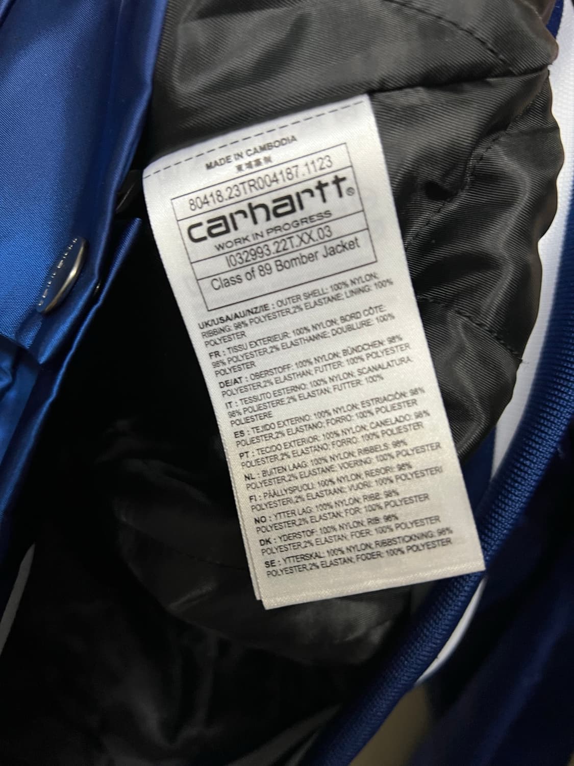 칼하트wip 클래스 오브 89 봄버 자켓 L 상품이미지6