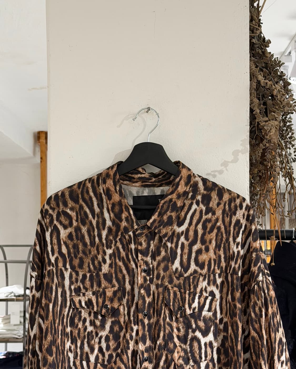 r13 레오파드 프린트 실크 오버사이즈 카우보이 셔츠 상품이미지4