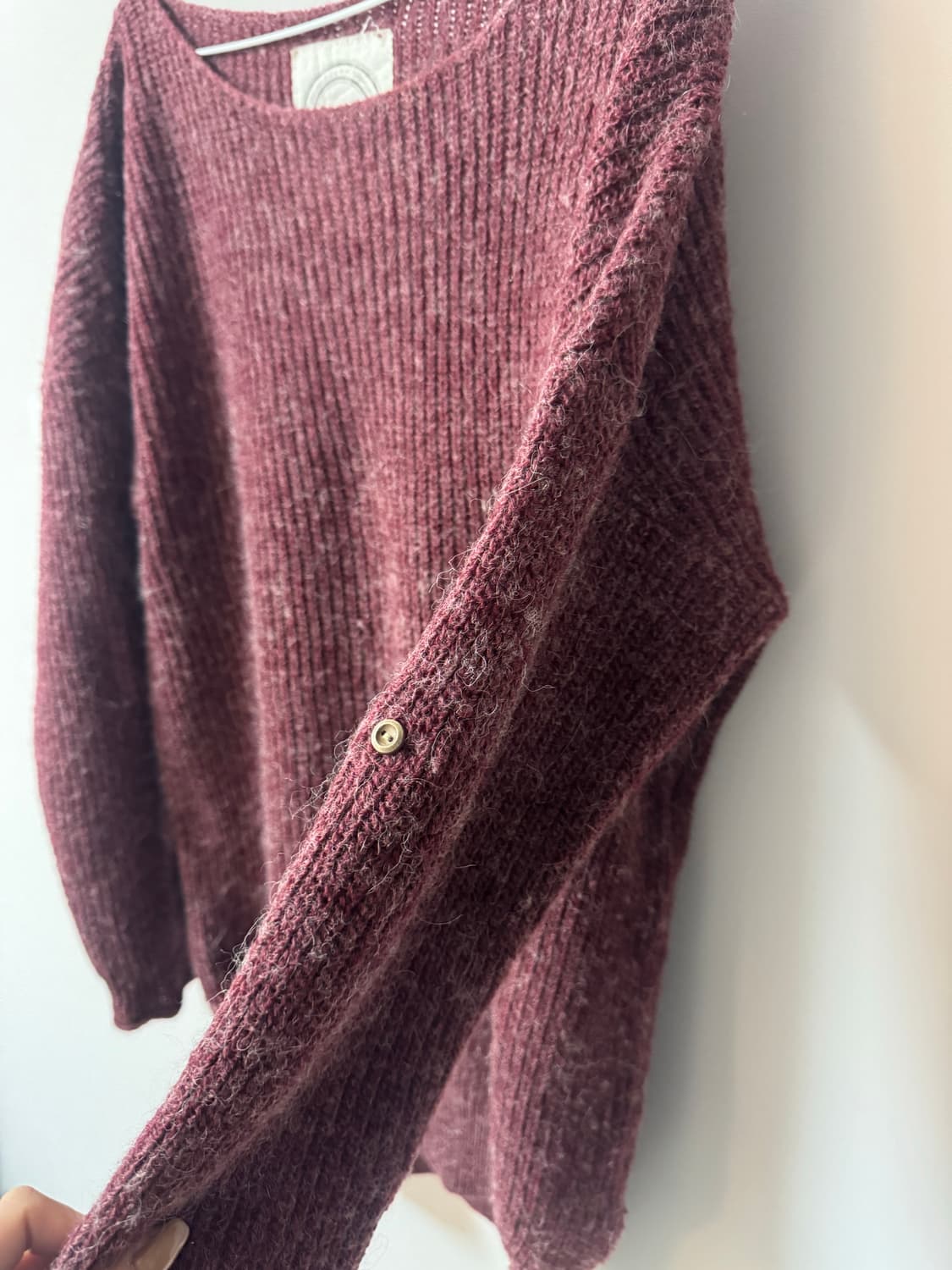 빈티지 버건디 단추 니트 상품이미지2