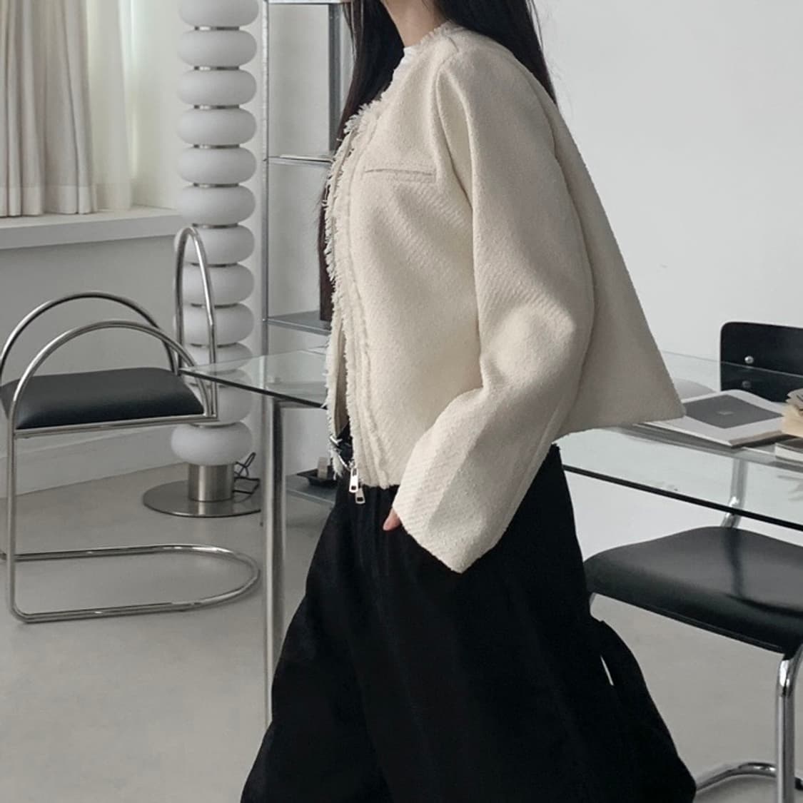 아이보리 트위드 자켓 상품이미지3