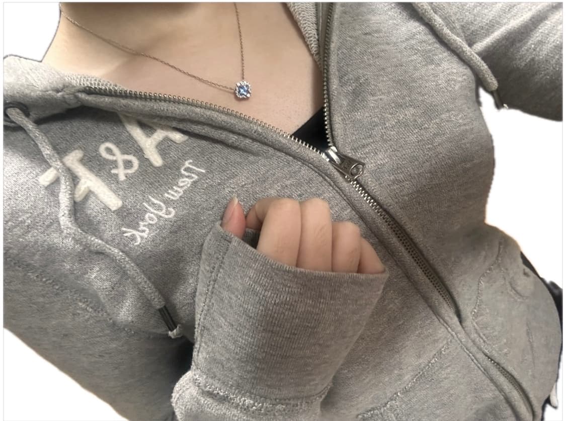 아베크롬비 y2k 그레이 후드집업 상품이미지1