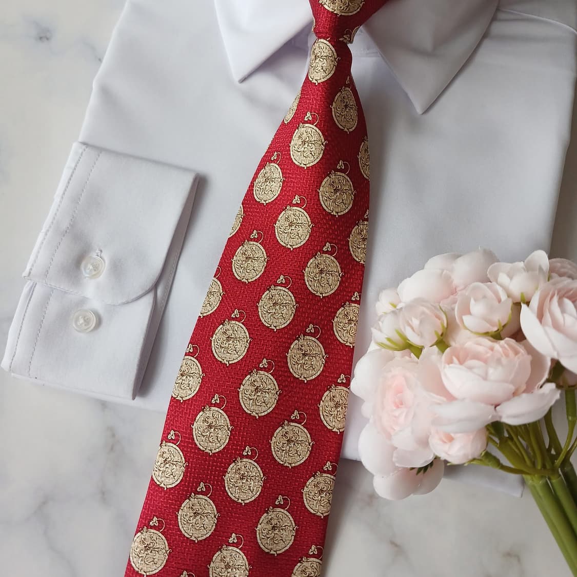 피에르 발망 실크 메달리온 패턴 넥타이 9.7cm A+등급 A18913
 상품이미지6