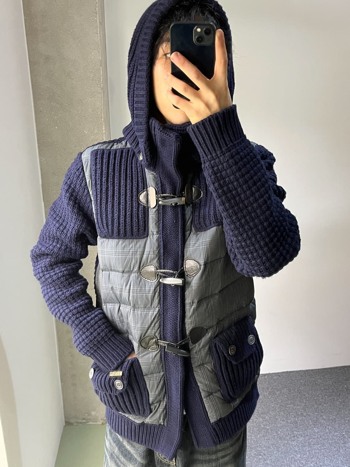 바크 이태리 패디드 니트 더플 후드 코트 상품이미지2