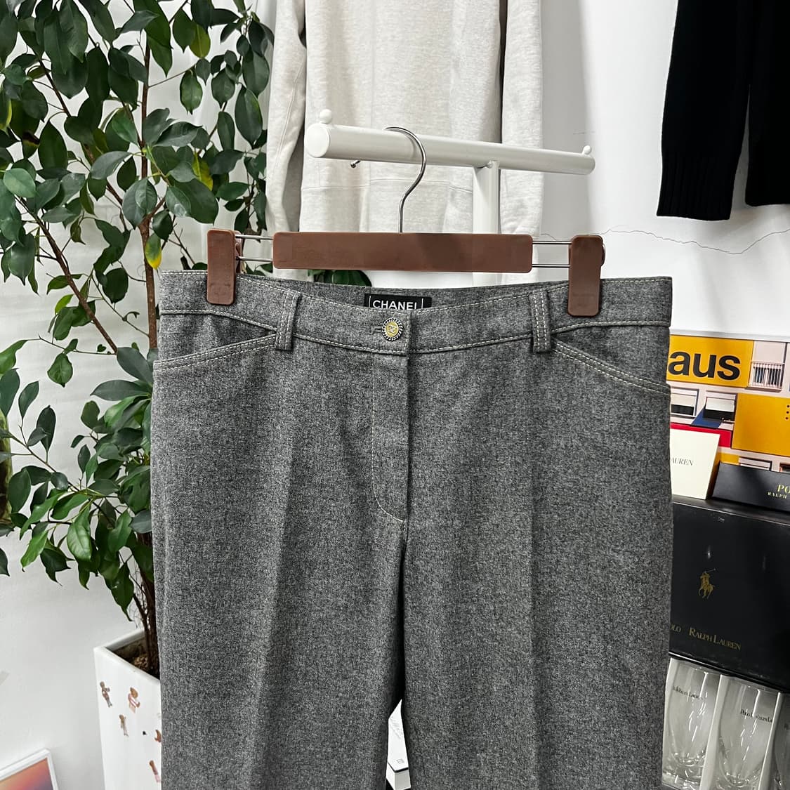 샤넬 우먼 스티치 울 와이드 팬츠 40 상품이미지2