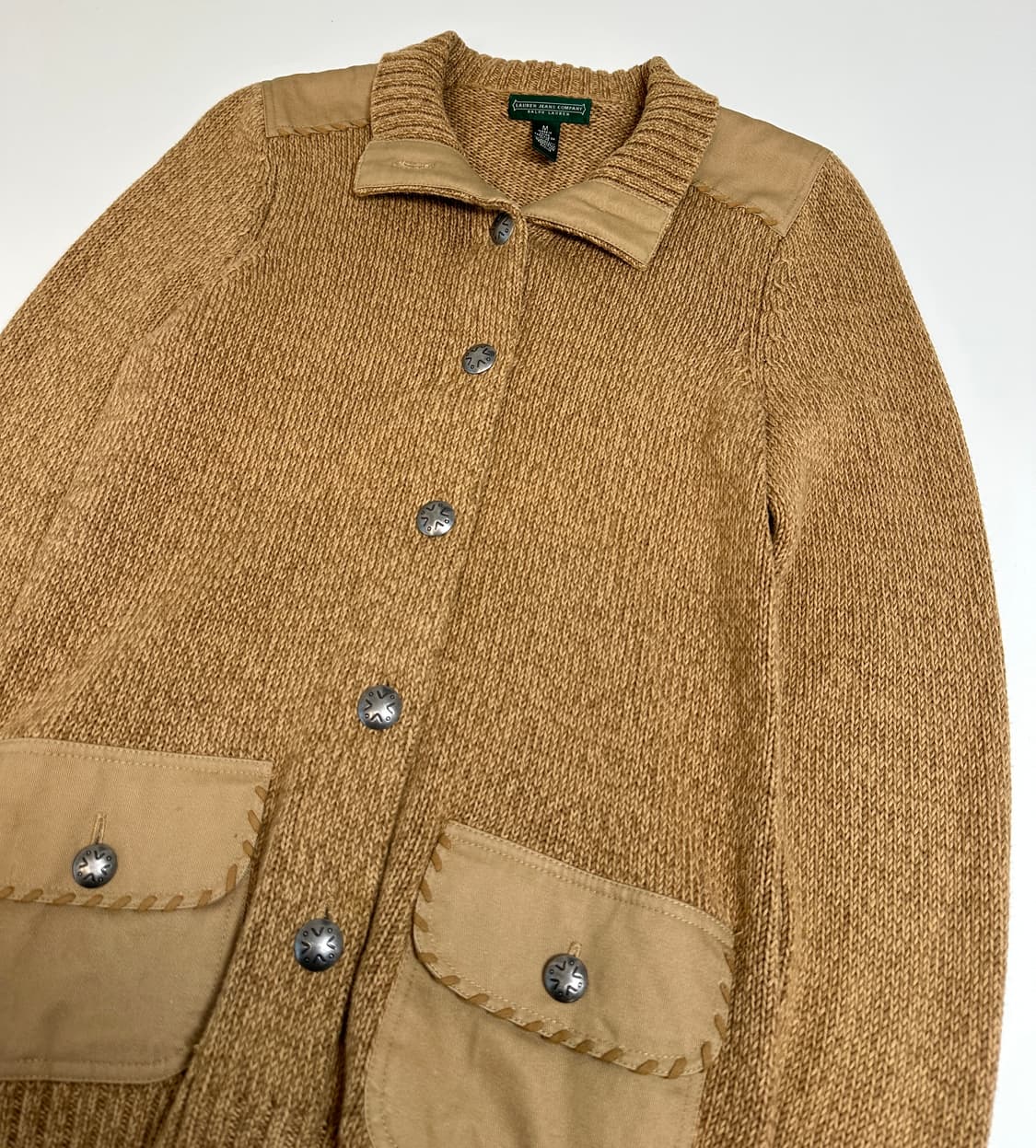 폴로 스티치 브라운 보카시 버튼 가디건 (m) 상품이미지2