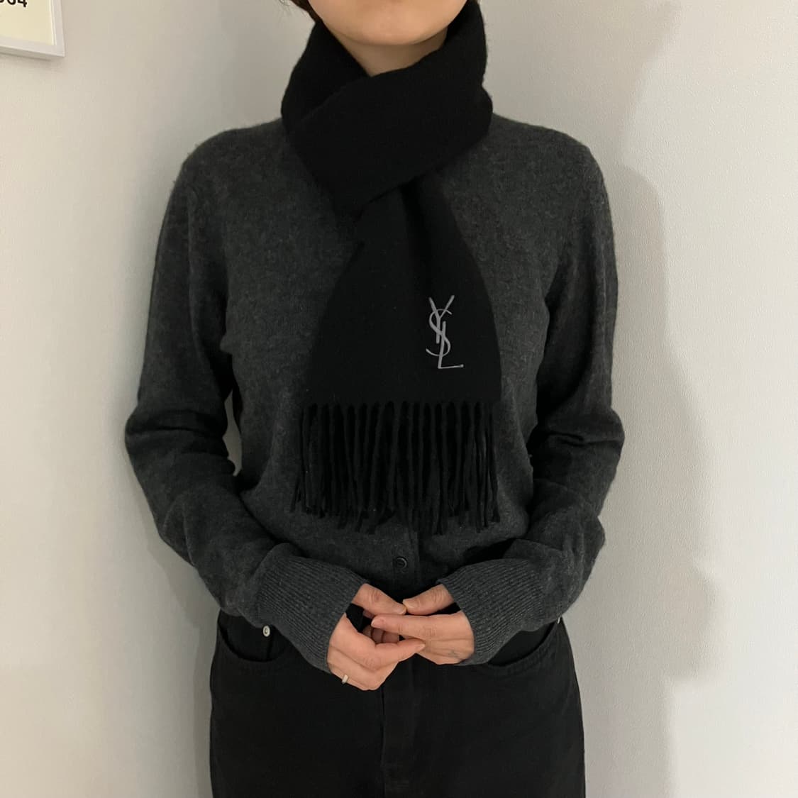 입생로랑 YSL 이태리메이드 울머플러 블랙 상품이미지1