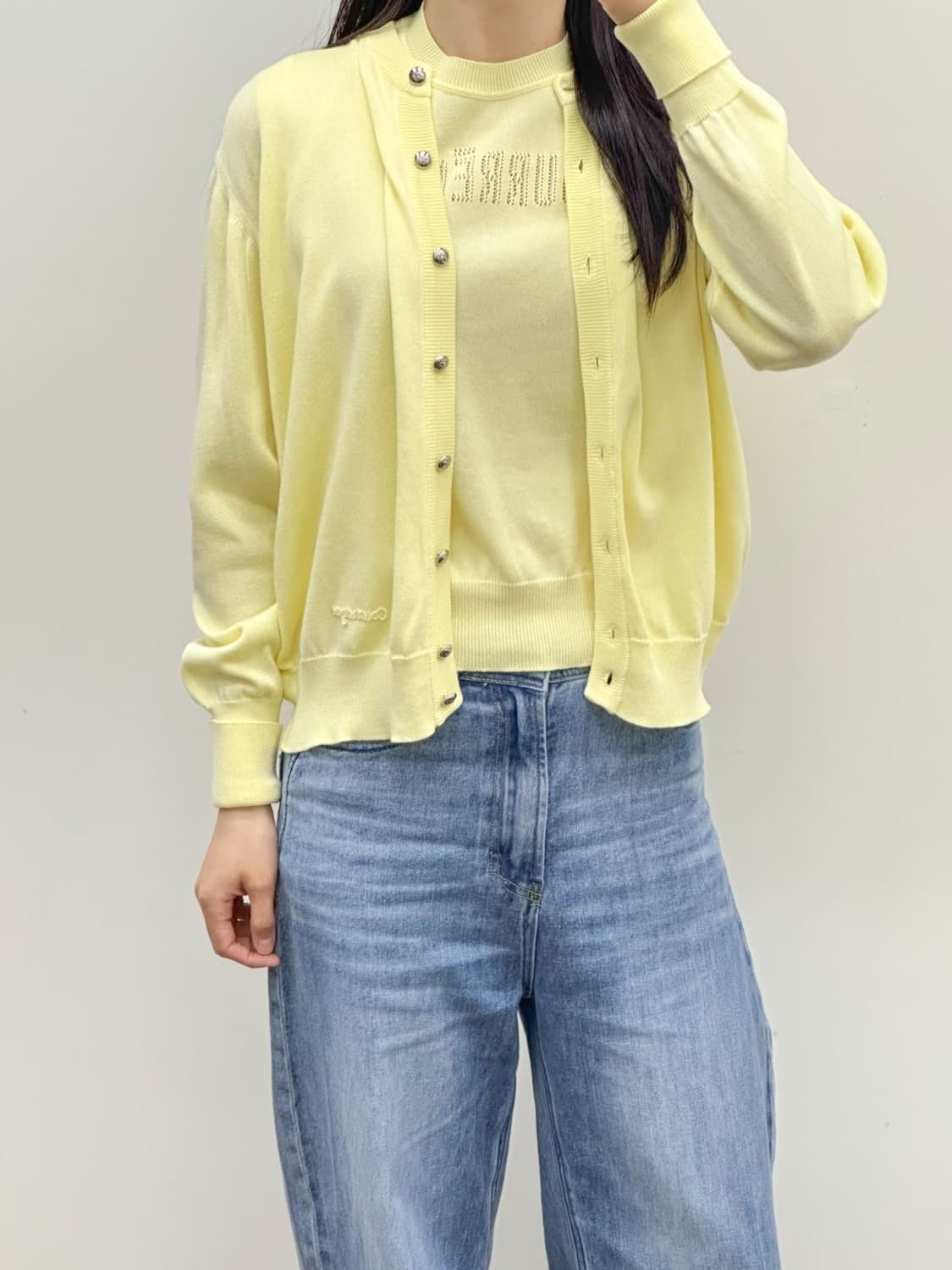 courreges / 꾸레쥬 옐로우 코튼 슬리브리스 + 가디건 세트  상품이미지9