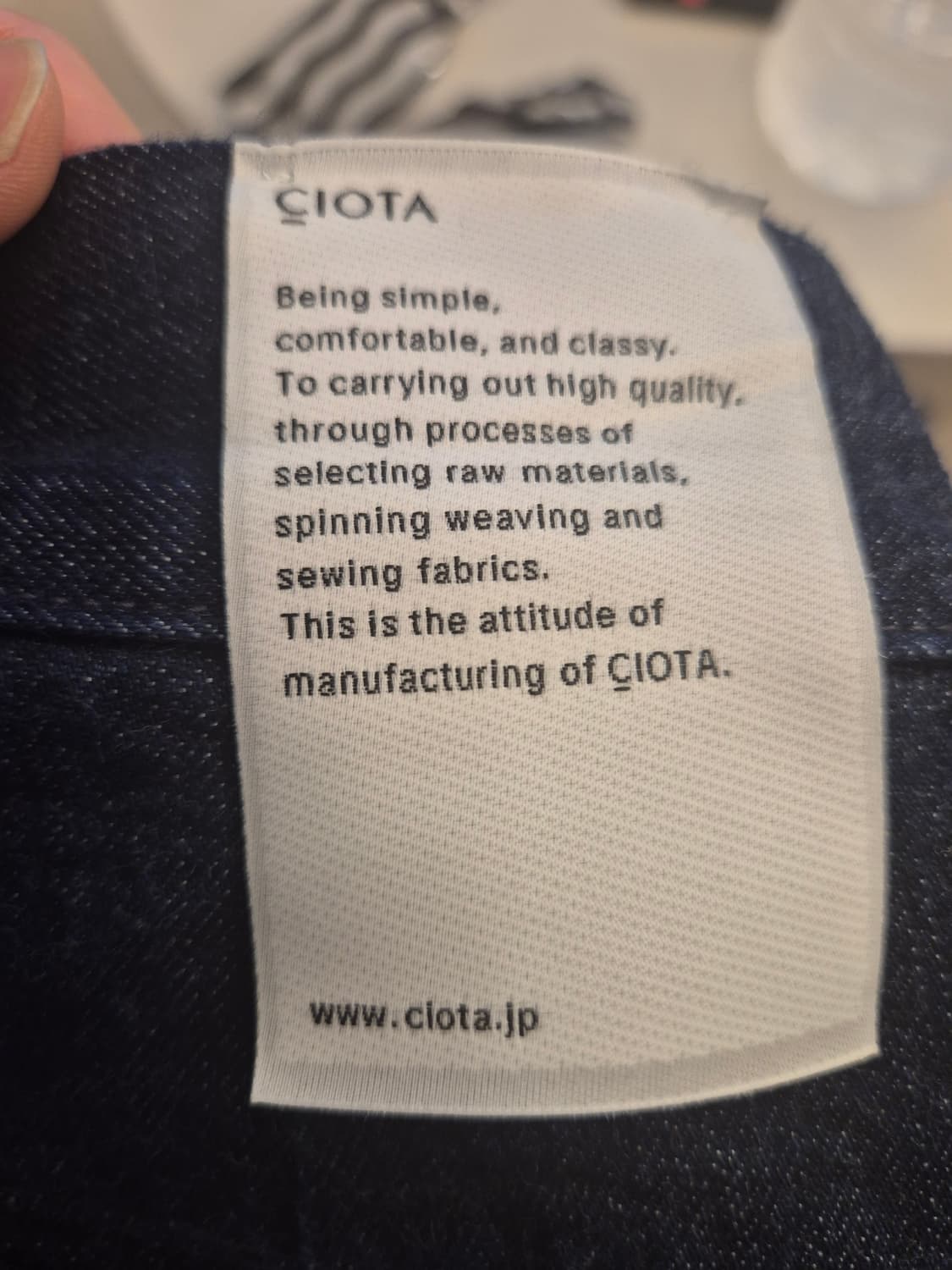 시오타 데님 슬랙스 네이비 팬츠 상품이미지6