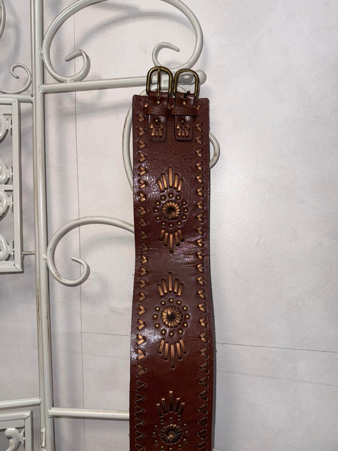 Brown bohemian western double buckle 벨트 상품이미지5