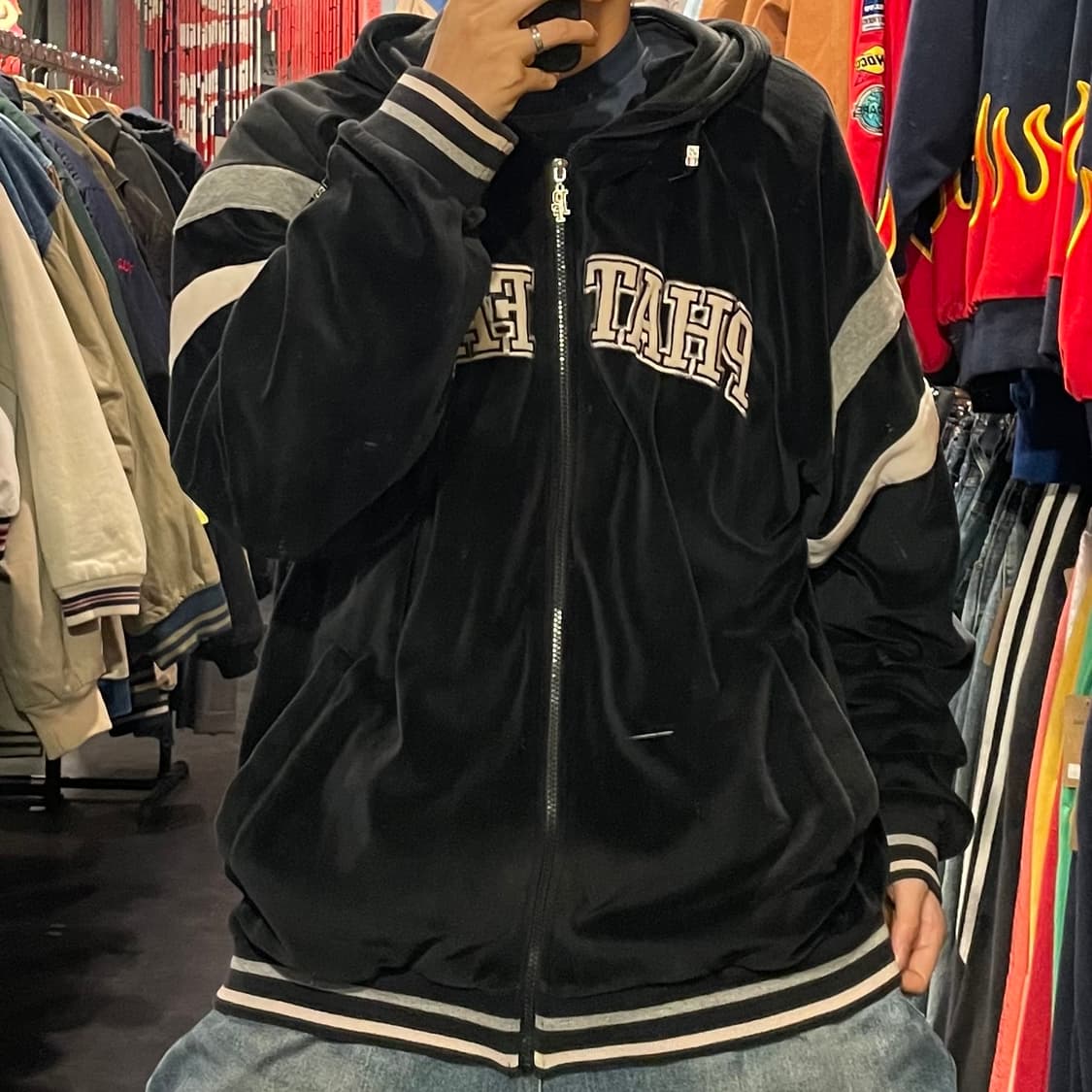 [IM] Phat farm 블랙 후드 벨벳져지 상품이미지4