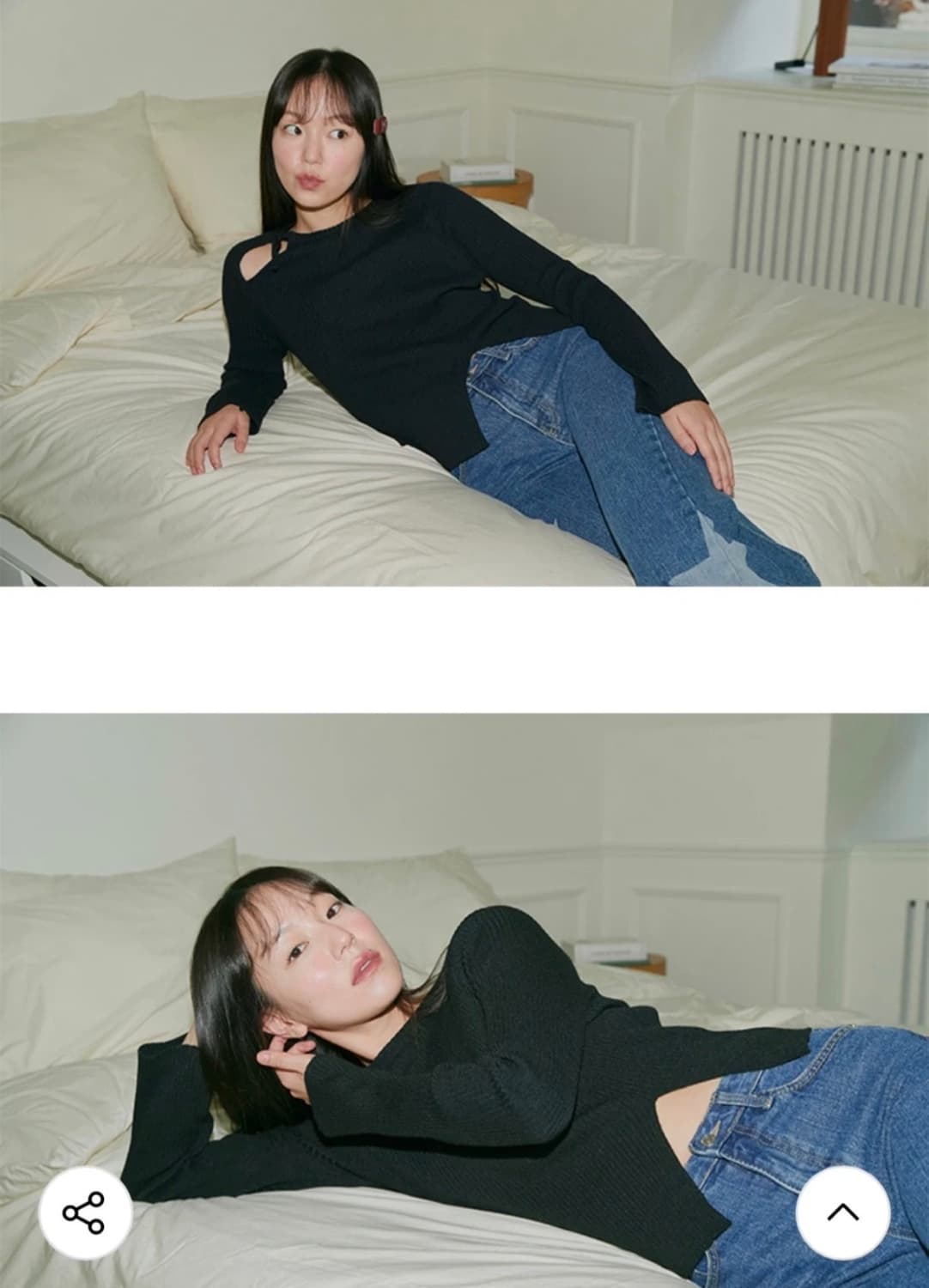 (단종) 마가린핑거스 컷아웃 리본 니트 블랙 Free 세미 오프숄더 상품이미지2