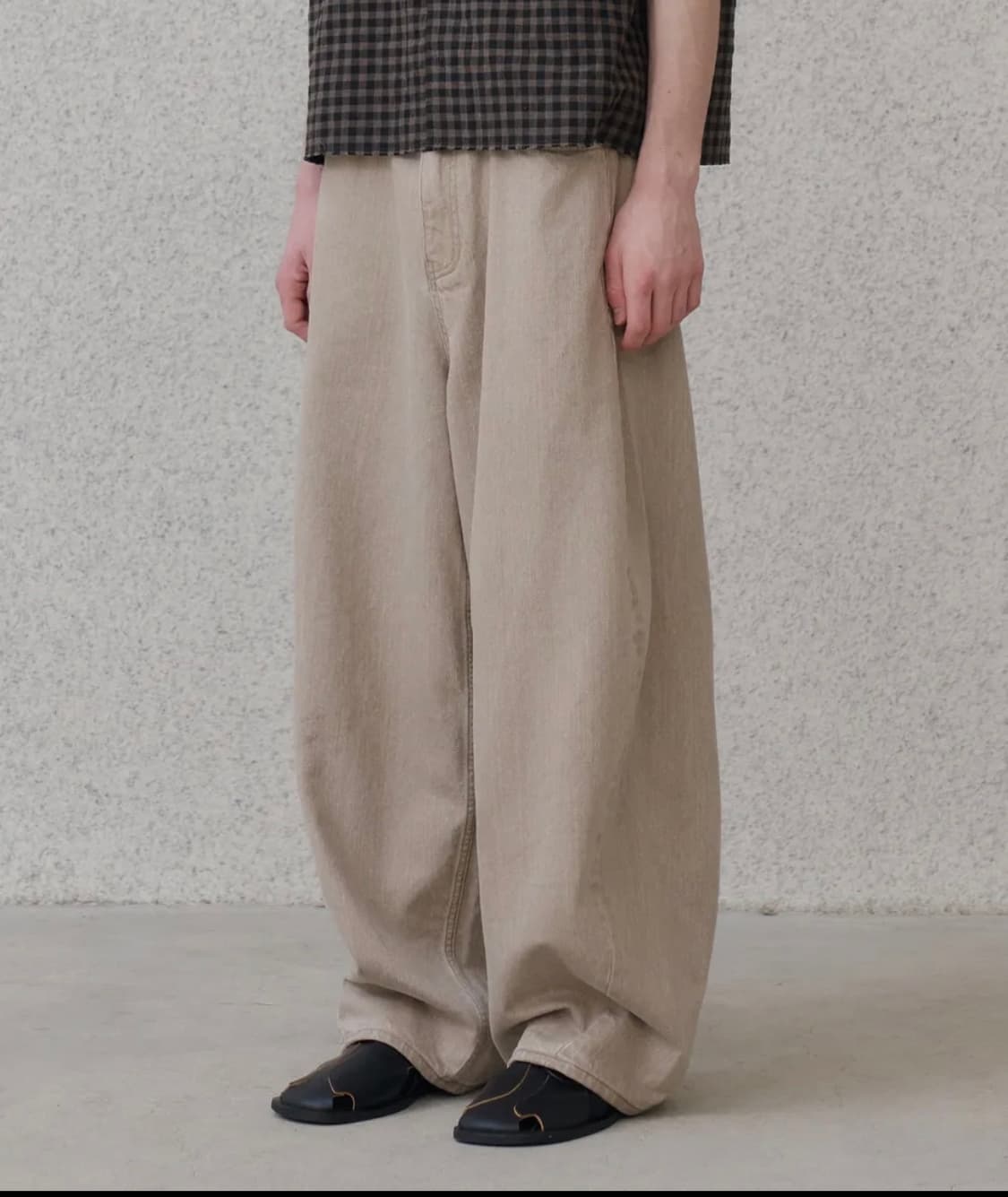 노운 wide curved denim pants (sand beige) 상품이미지1