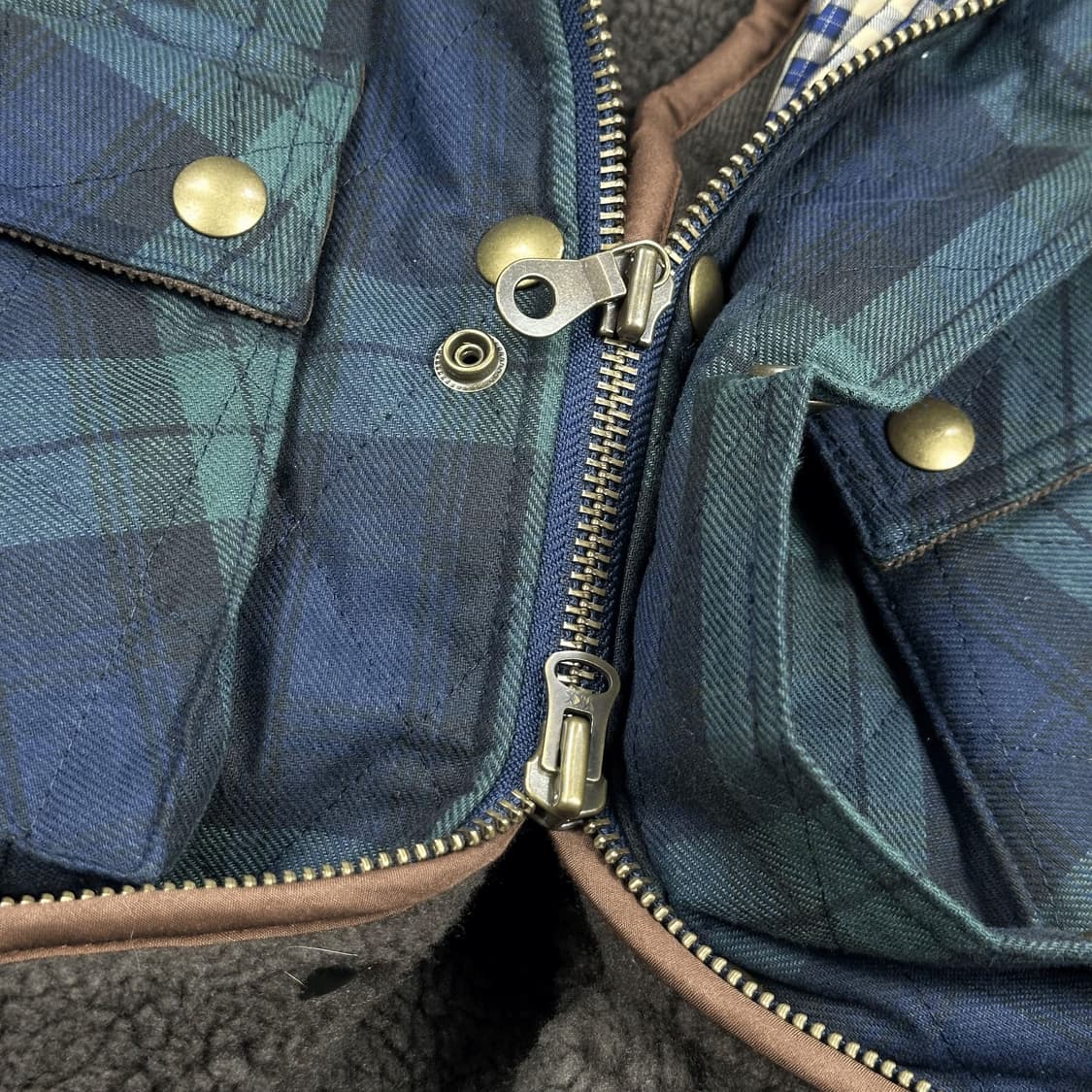  VTG 빈티지 클래식 타탄체크 벨티드 퀼팅 자켓 M 상품이미지5