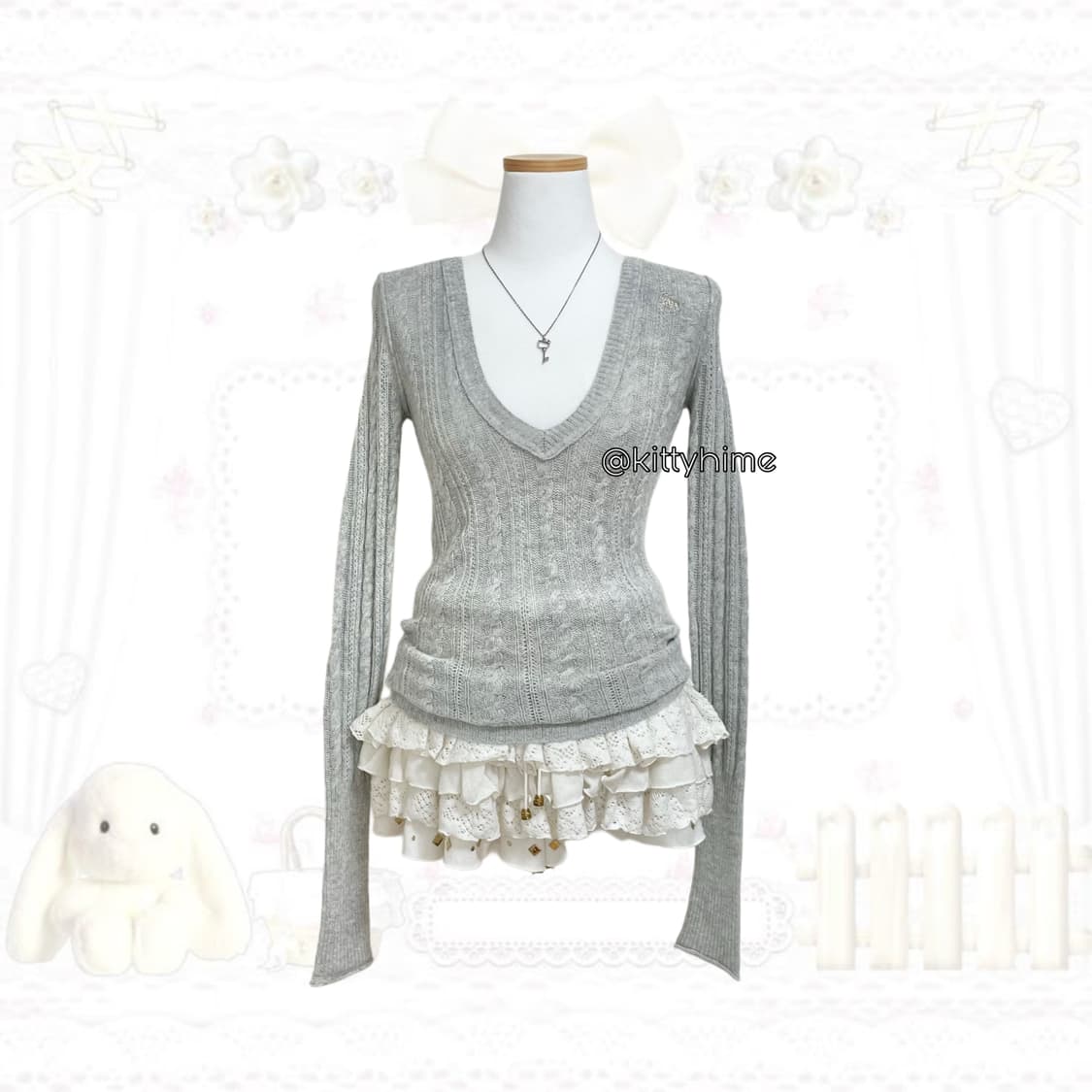 Aberrombie 아베크롬비 핀터깔 그레이 딱붙 니트아베니트 아베딱붙 상품이미지1