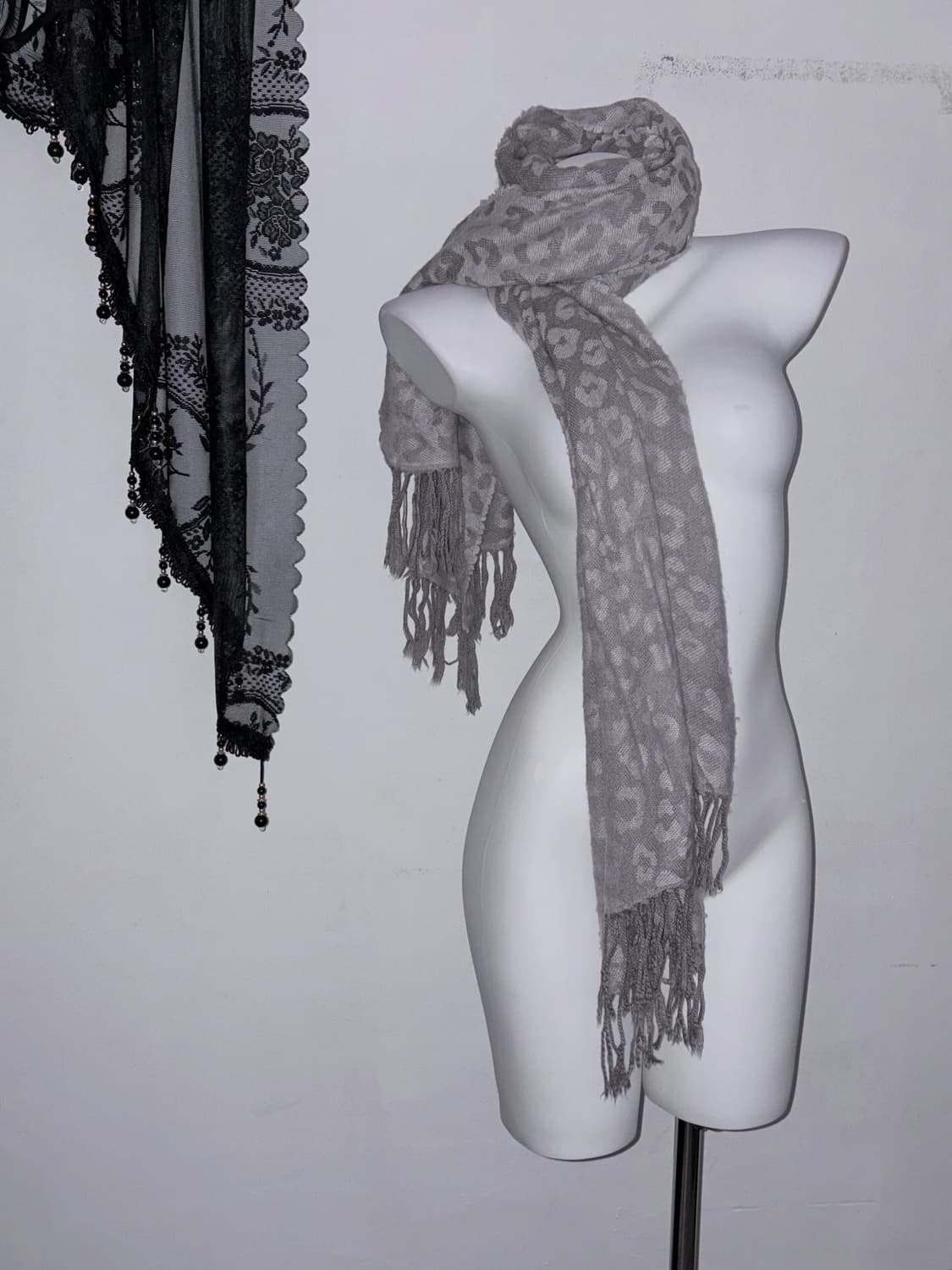 무채색 호피 레오파드 갸루 목도리 상품이미지3