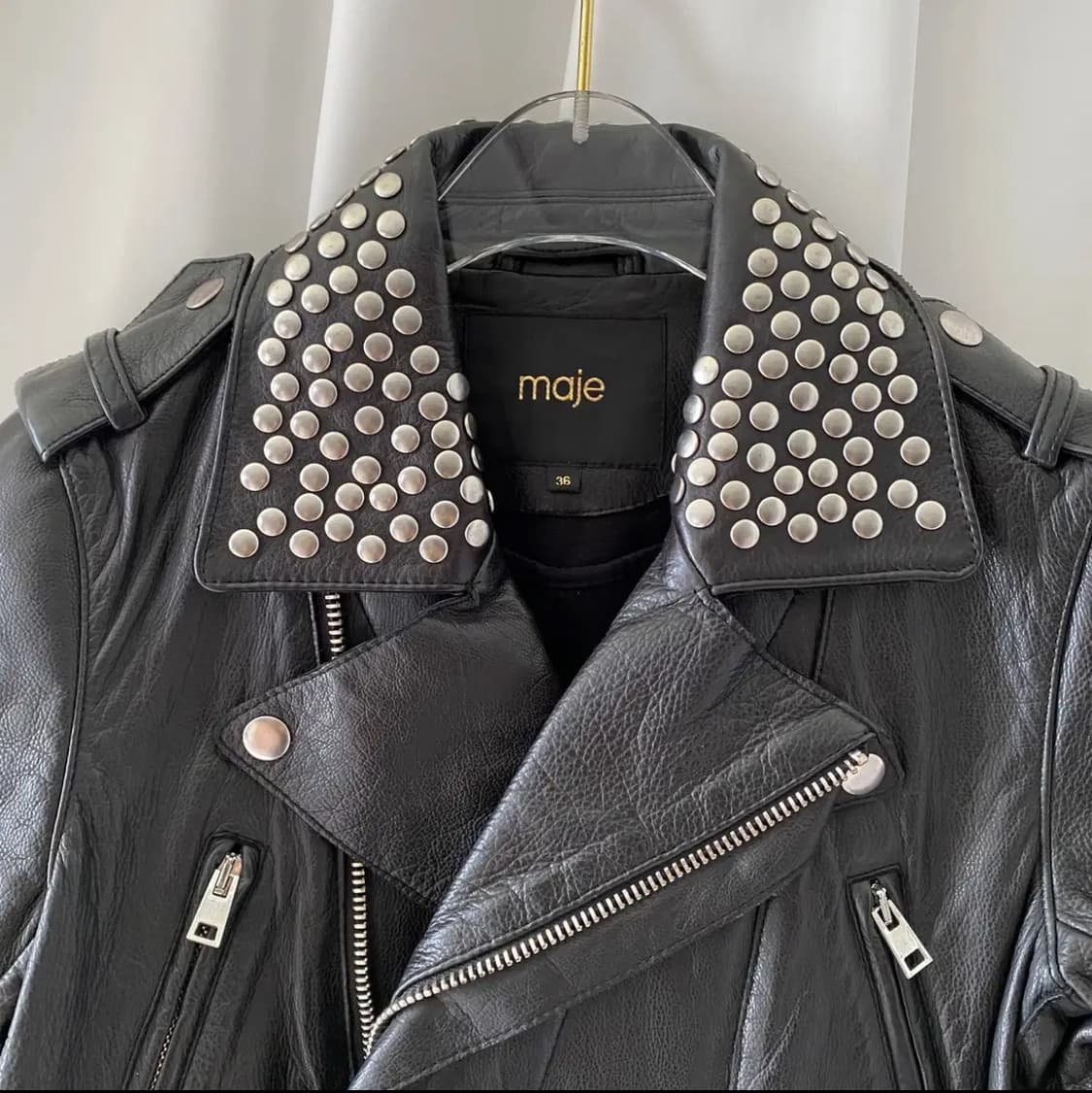 마쥬 스터드 크롭 레더자켓 (소가죽) 상품이미지4