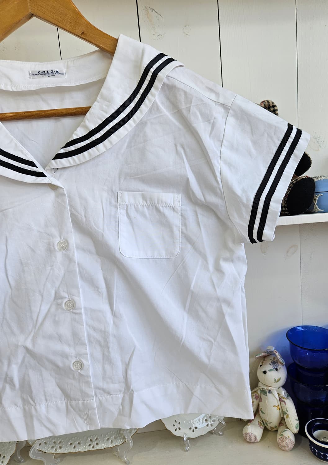 COLZA세일러 크롭 반팔 블라우스 상품이미지4