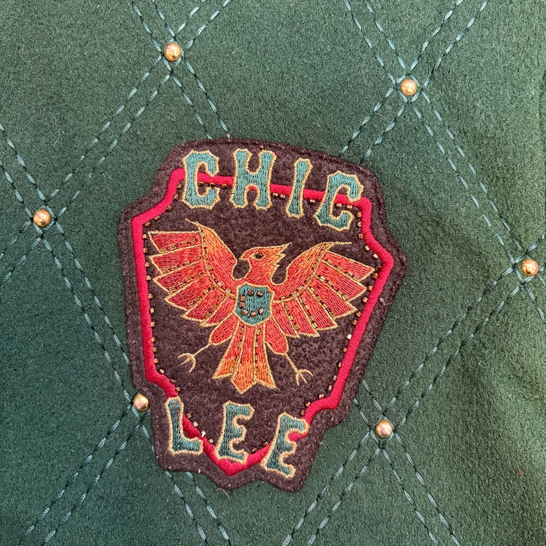 90s 칙리 레더 울 바시티 자켓 상품이미지2