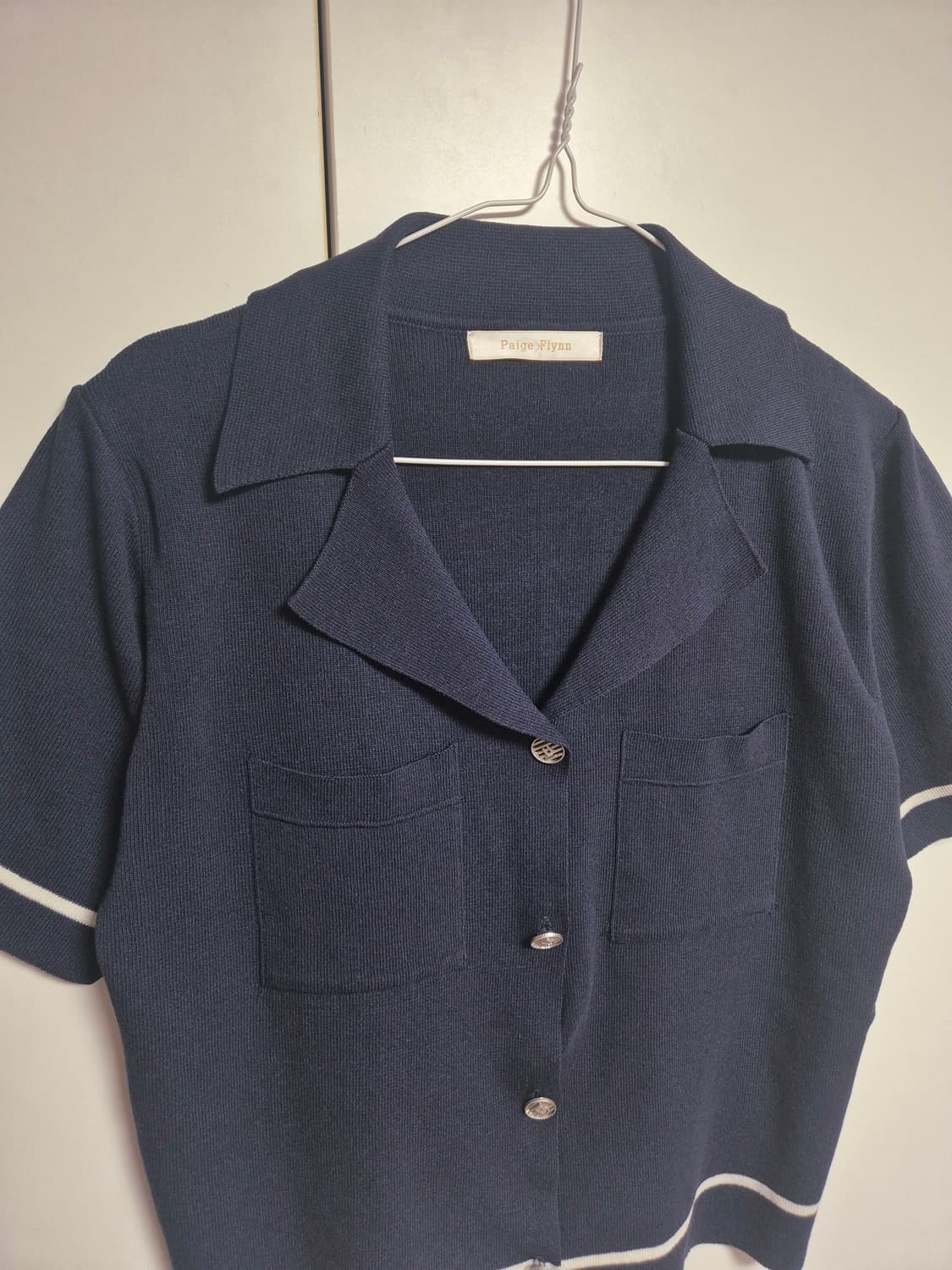 페이지플린 여름 반팔 니트 자켓 네이비 상품이미지2