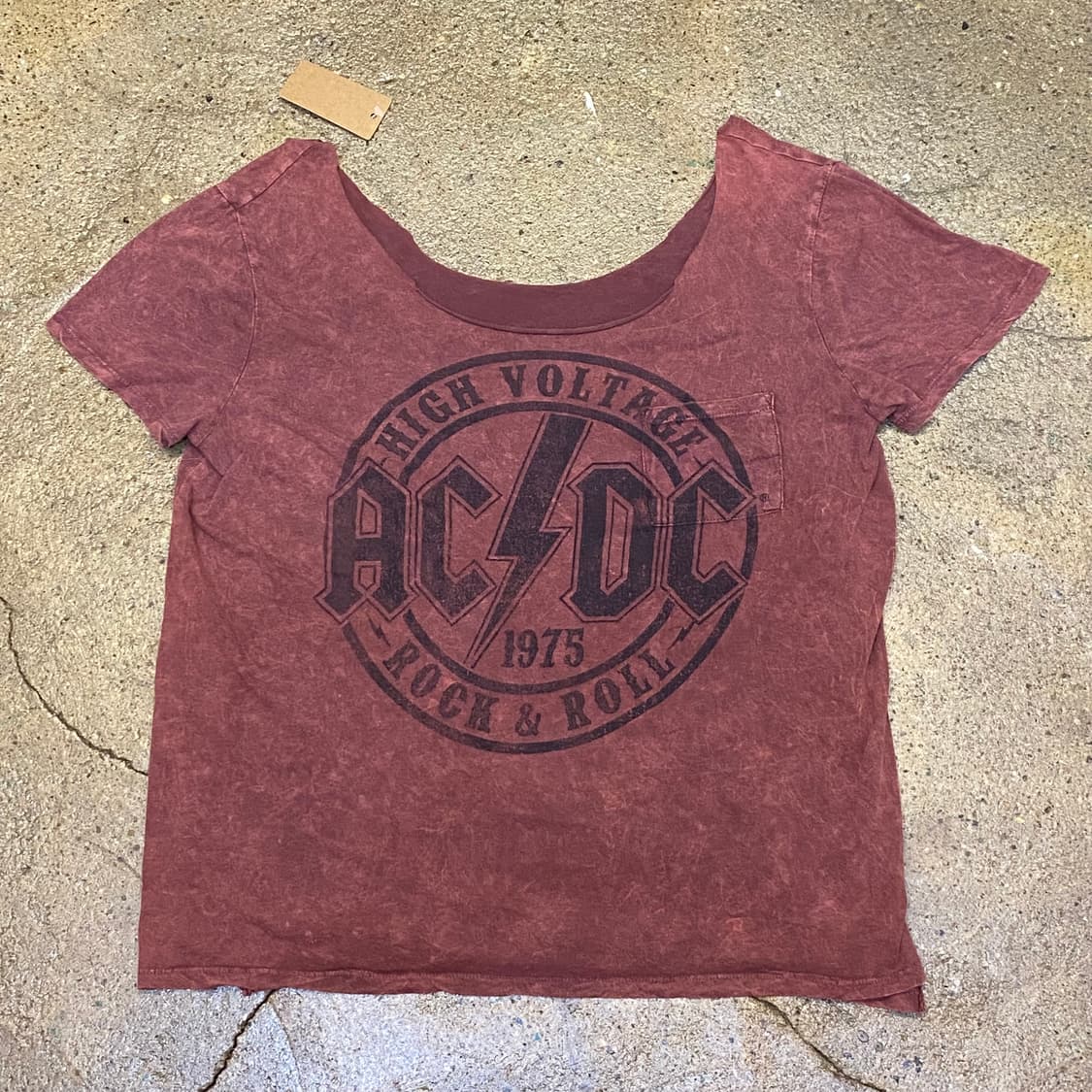 미국 빈티지 ACDC 여성 오프숄더 포인트 반팔티 상품이미지1