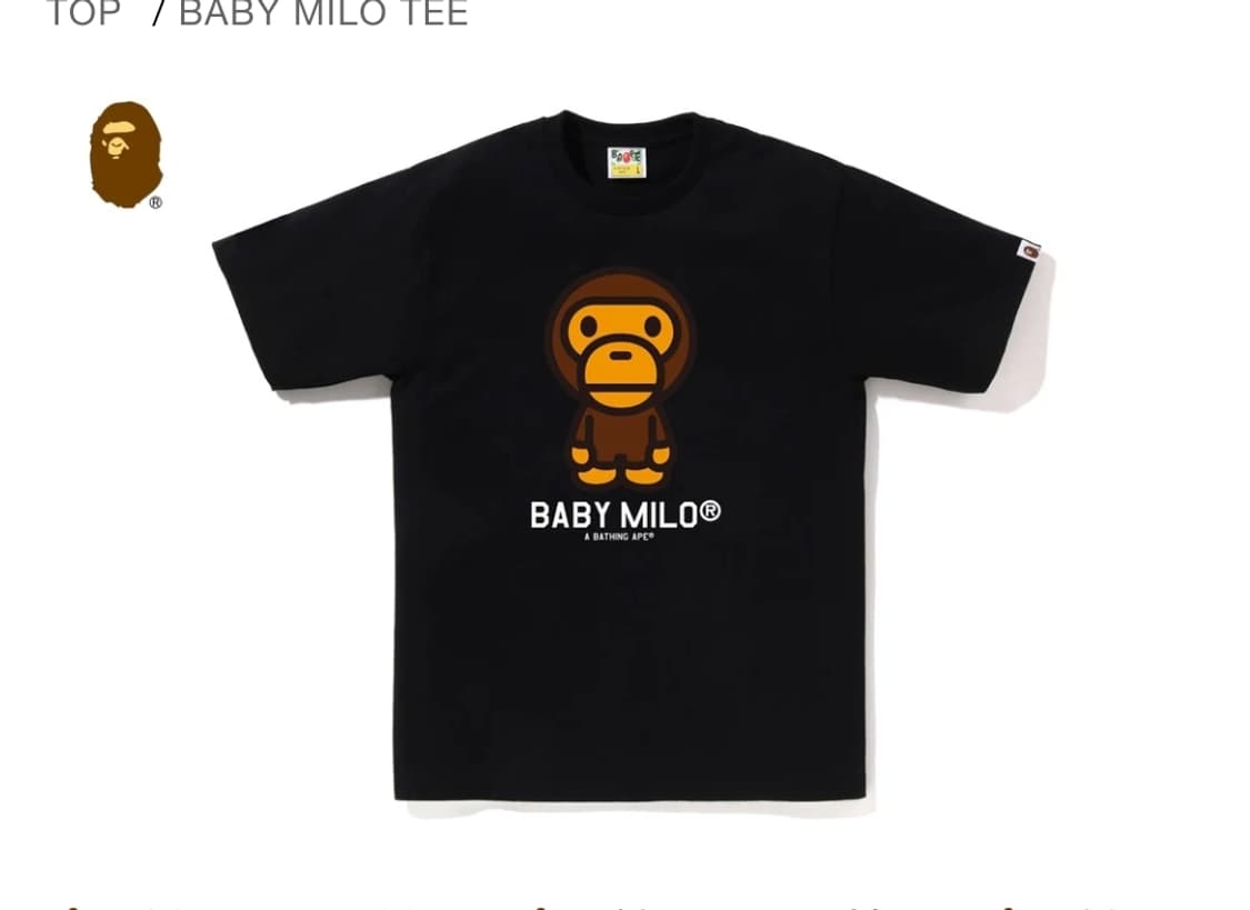 베이프 bape 베이비 마일로 반팔 티셔츠 블랙 L 상품이미지1