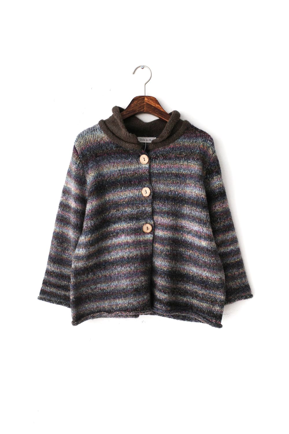 stripe wood button cardigun 상품이미지1