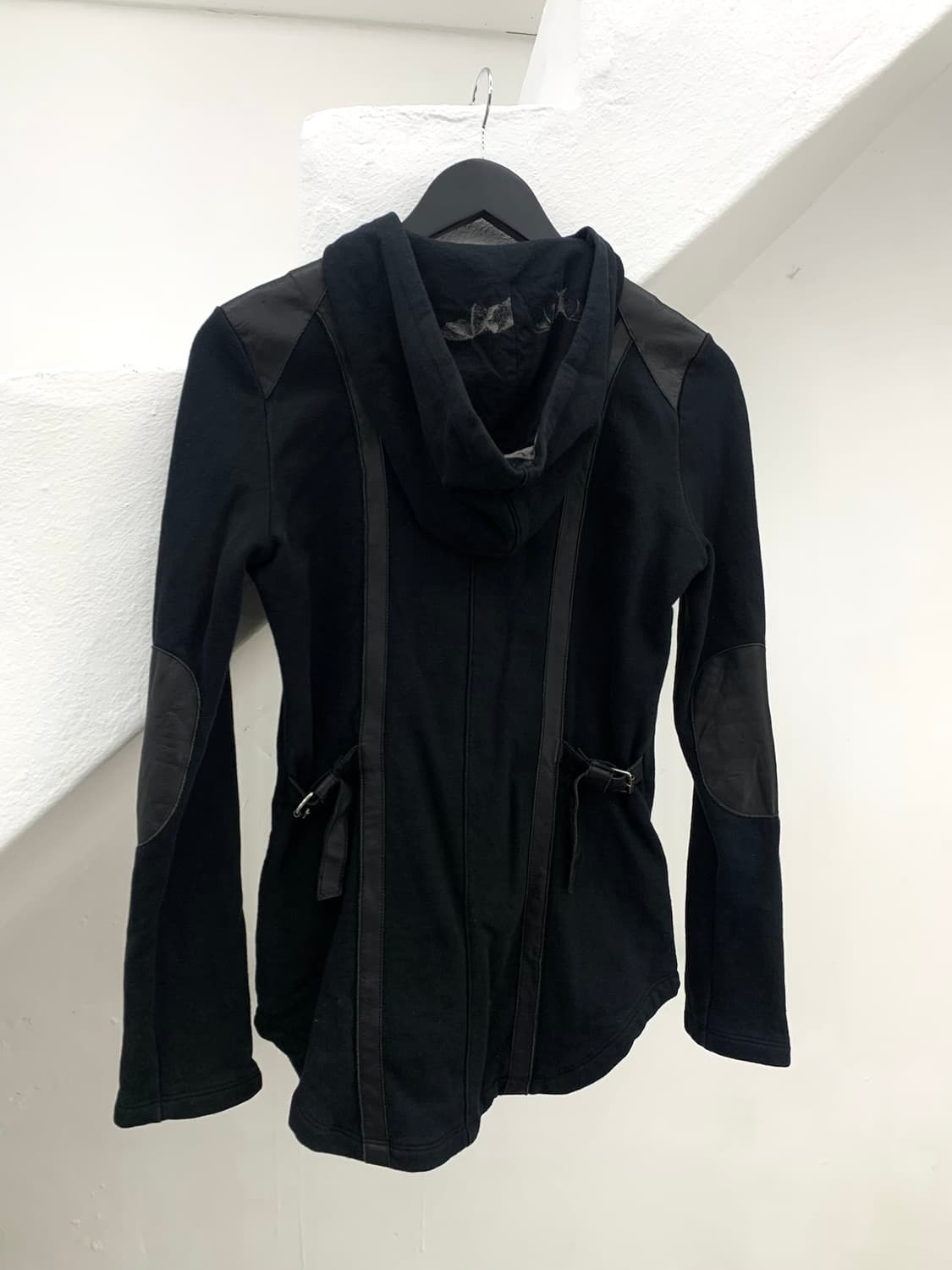 Leather strap unbalanced hoodie 상품이미지7
