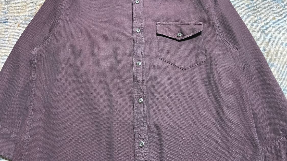 JPN 일본 빈티지 y2k 모리걸 아메카지 오버핏 7부 버건디 셔츠 L 상품이미지7