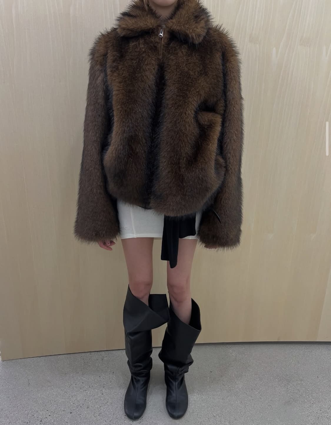 세릭 브러쉬드 퍼 자켓 브라운 상품이미지1