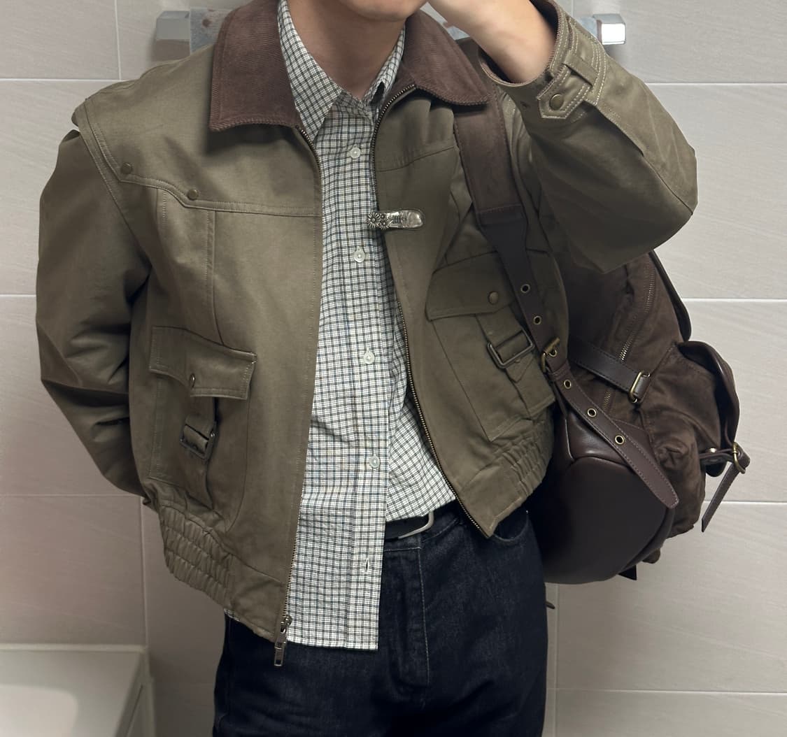 엘무드 체스터 헌팅 블루종 자켓 카키 46 사이즈 상품이미지1
