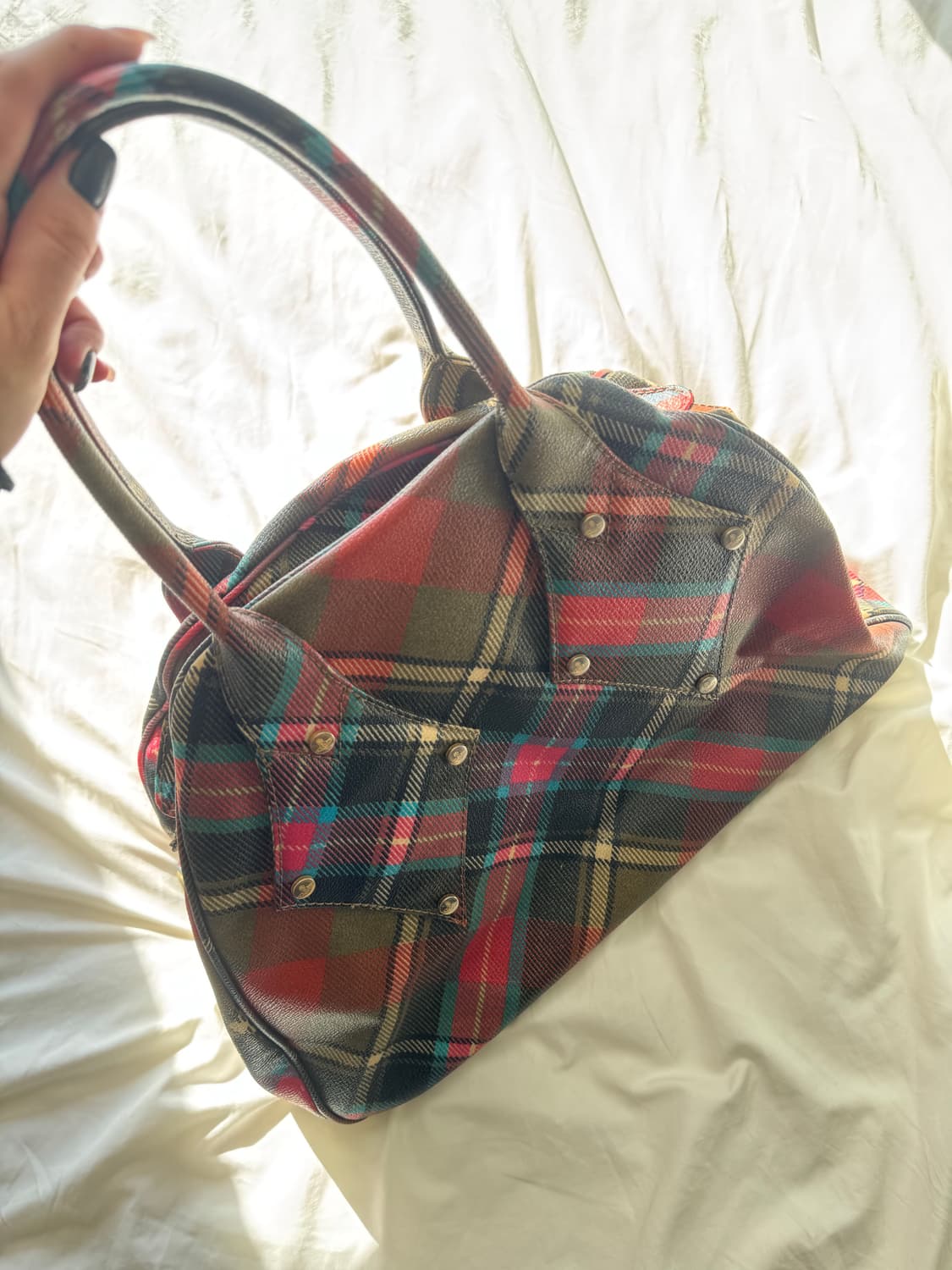 비비안 웨스트우드 00s 빈티지드 체크 토트백 상품이미지1