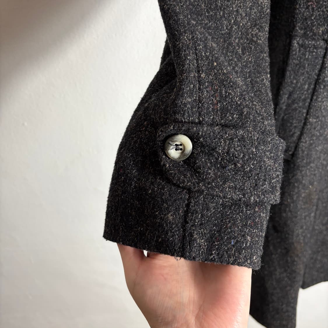 90s 빈티지 다크 그레이 모직 롱코트(40) 상품이미지5