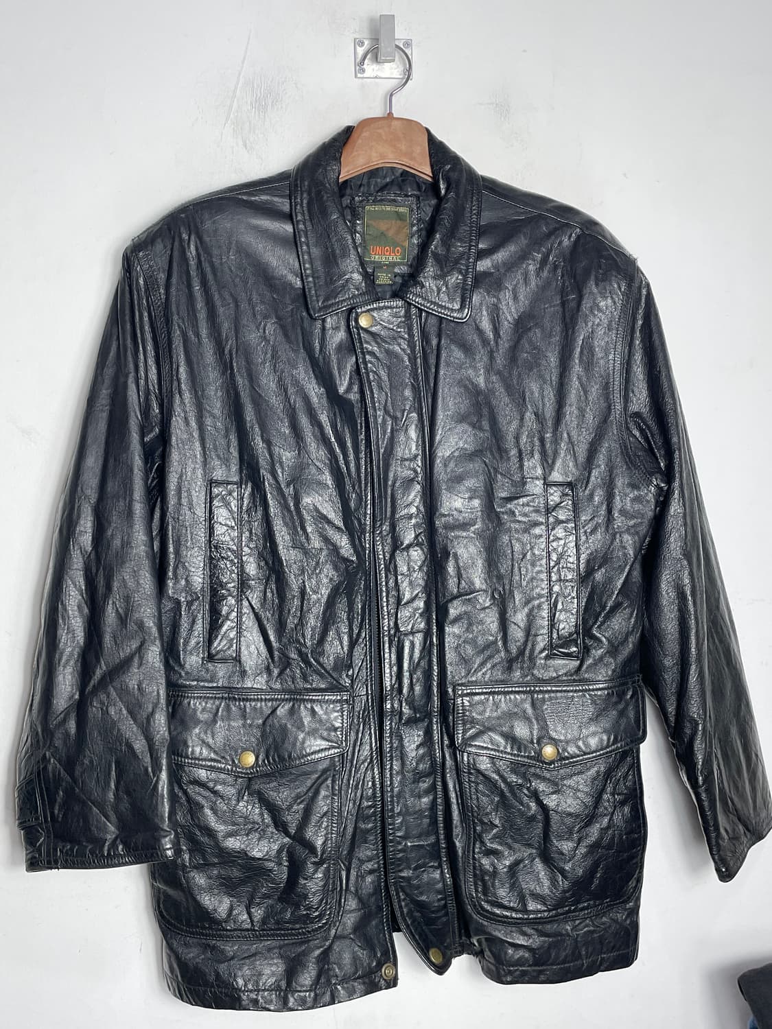 유니클로80s 오리지널 블랙 레더 카코트 자켓 상품이미지1