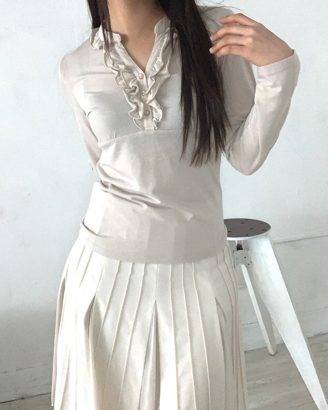 Nude beige blouse top 상품이미지4