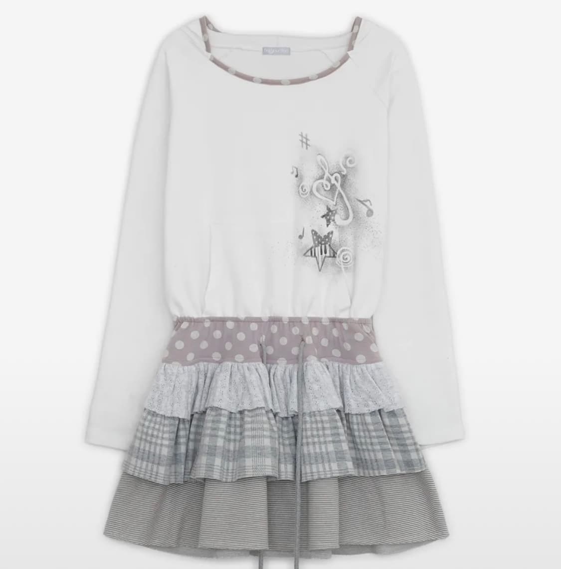 허그유어스킨 캉캉 레이어드 후드 드레스 아이보리 상품이미지1